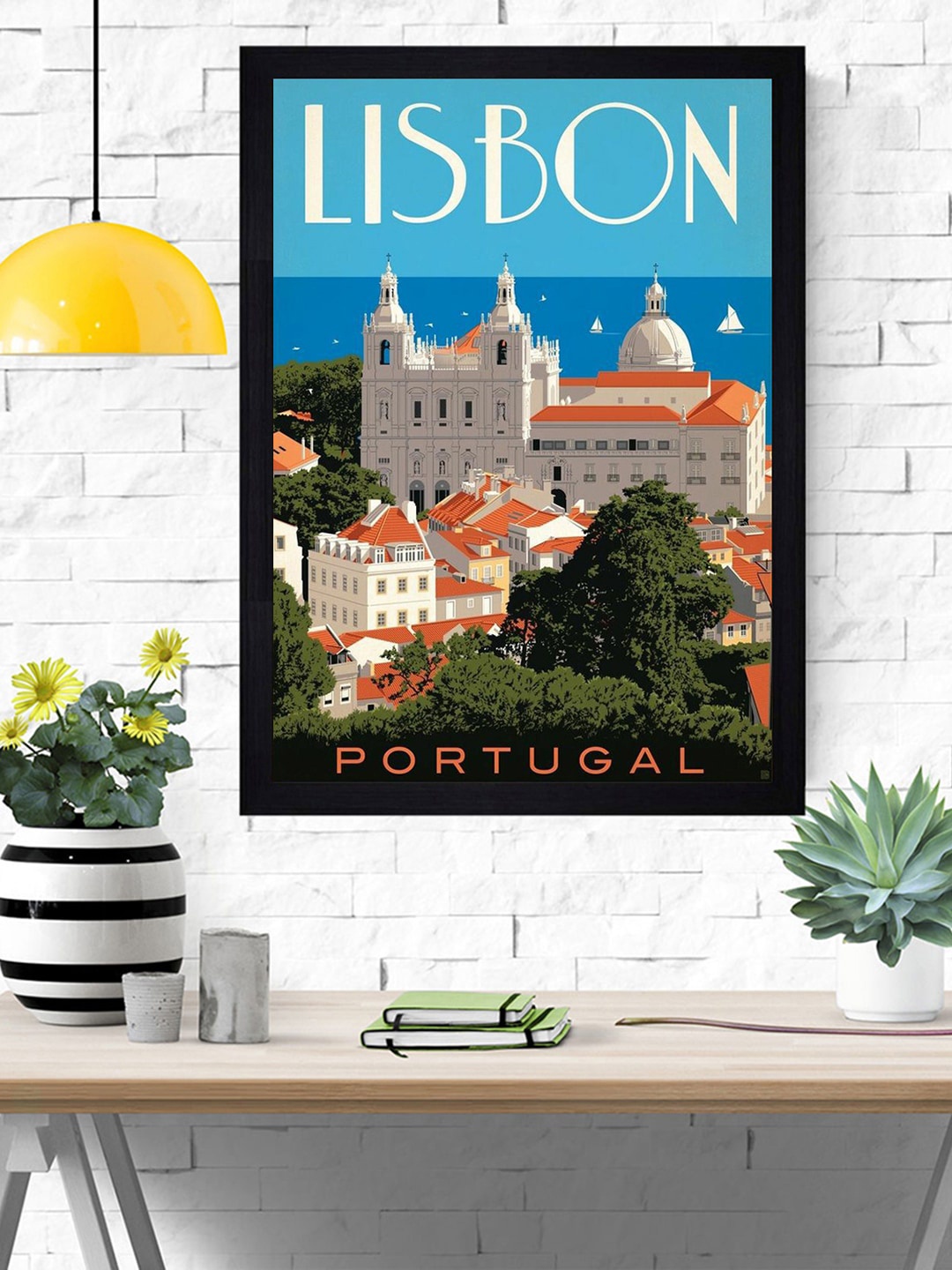 

Gallery99 Blue & White Lisbon Portugal Painted Framed Wall Art