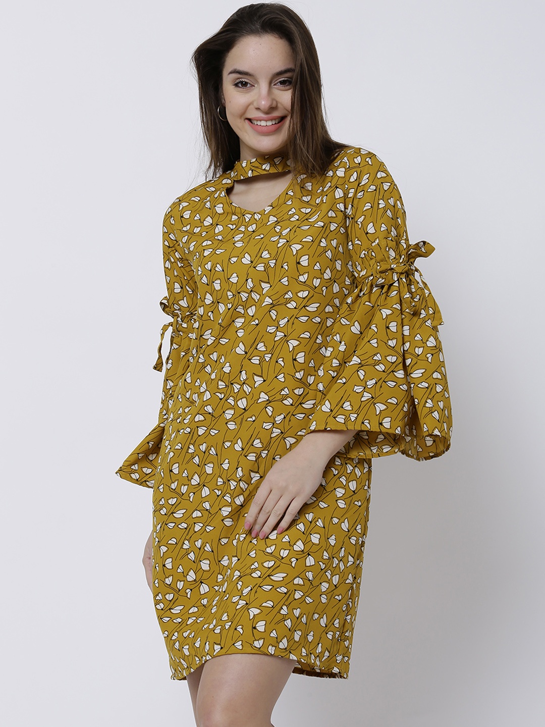 

Tokyo Talkies Women Mustard Printed A-Line Dress