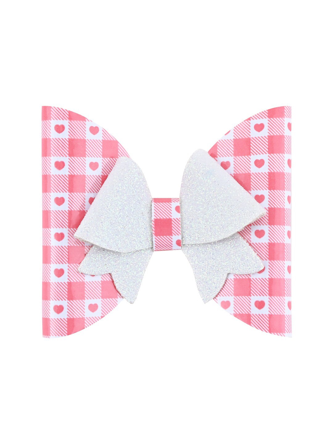 Aye Candy Girls Checks Big Bow Aligator Hair Clip, Red