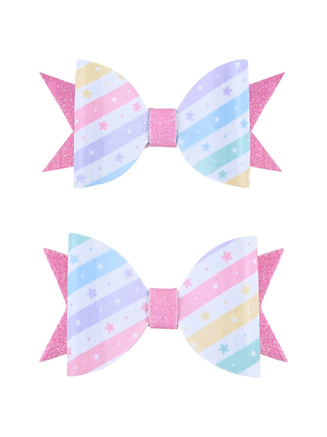 

Aye Candy Girls Set of 2 Striped Bow Alligator Hair Clips, Pink