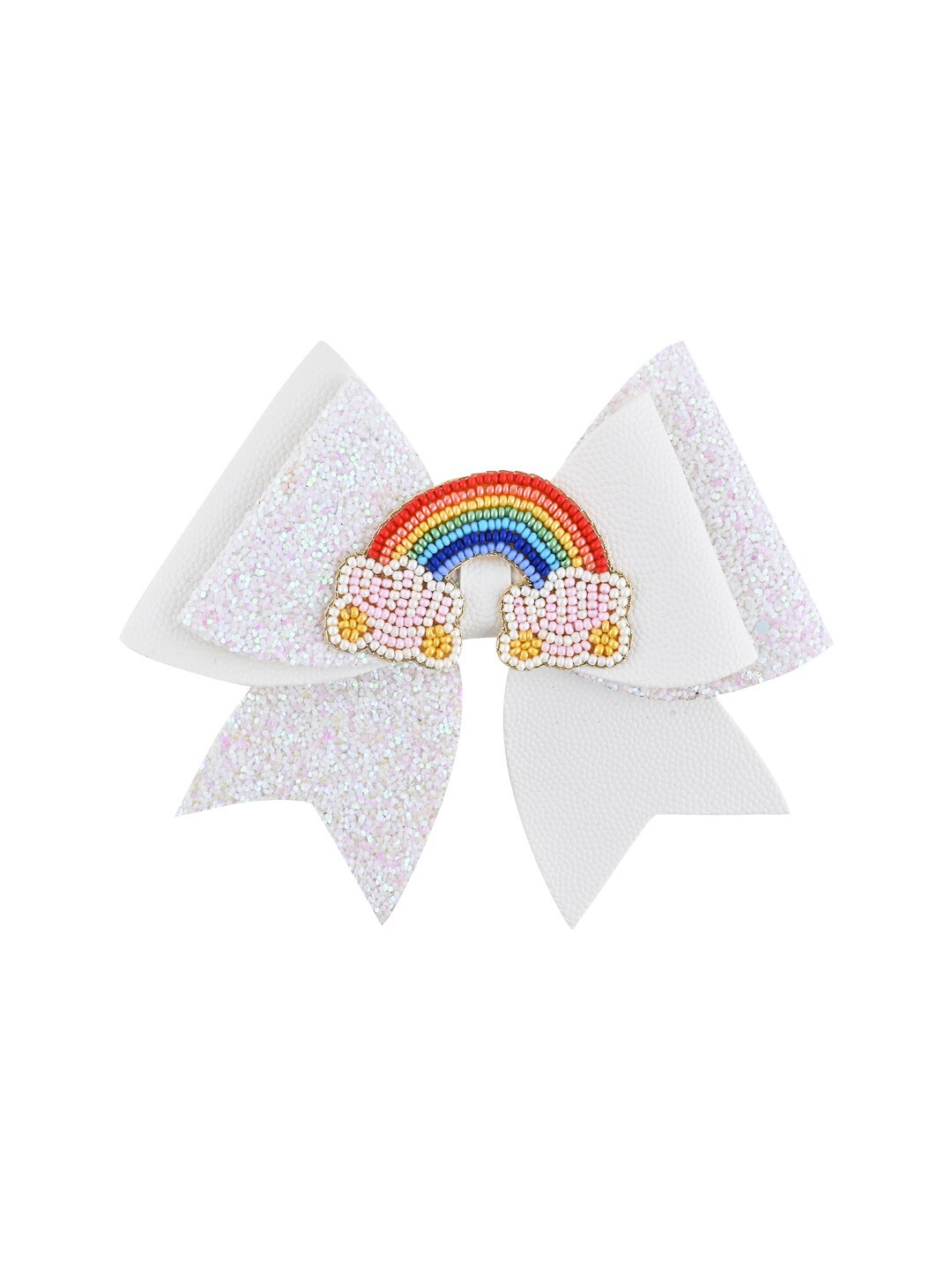 Aye Candy Girls Rainbow Beaded Aligator Hair Clip, White