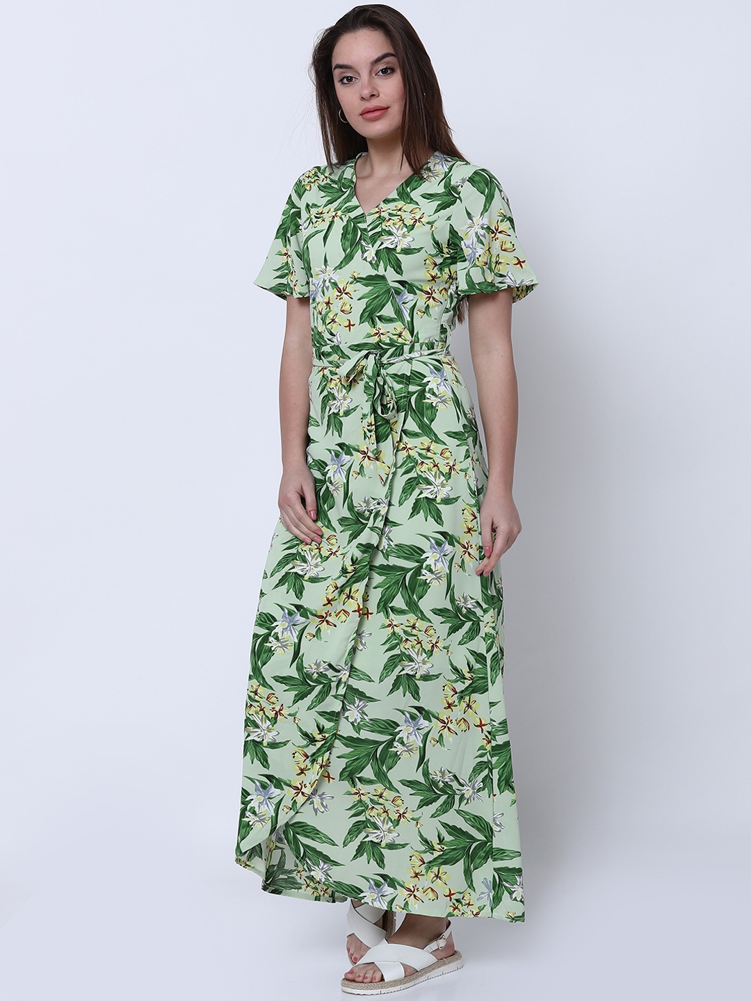 

Tokyo Talkies Women Green Printed Maxi Dress