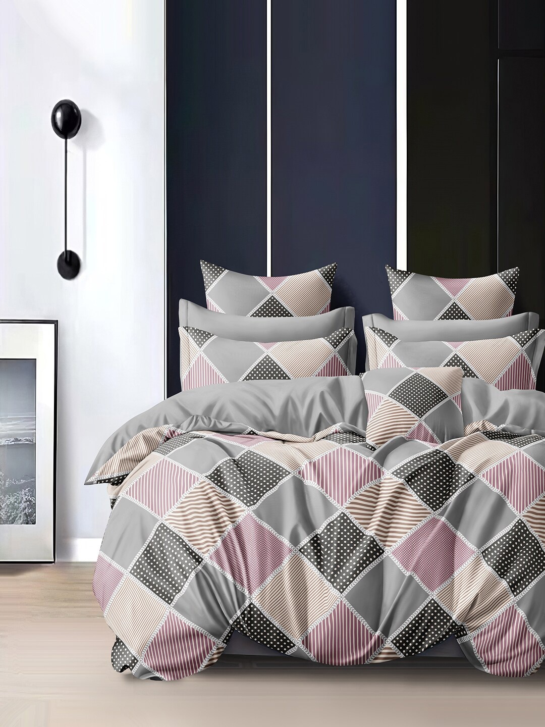 

Cortina Pink & White Printed 144 TC Queen Bedsheet with 2 Pillow Covers