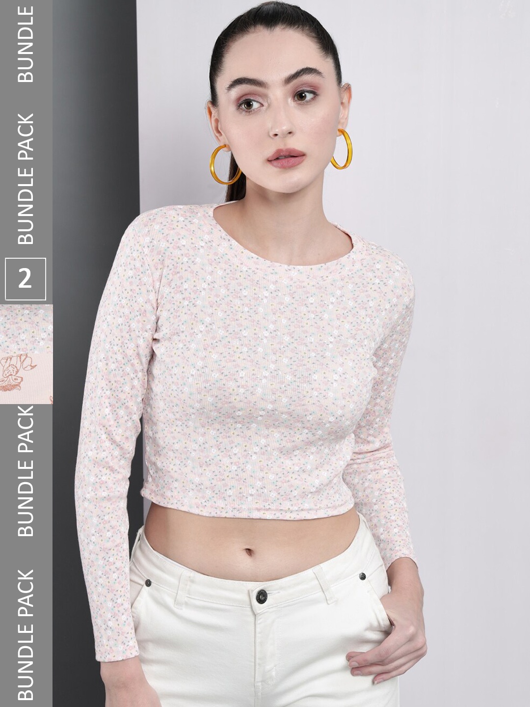 BAESD Pack of 2 Cotton Crop Top, Pink