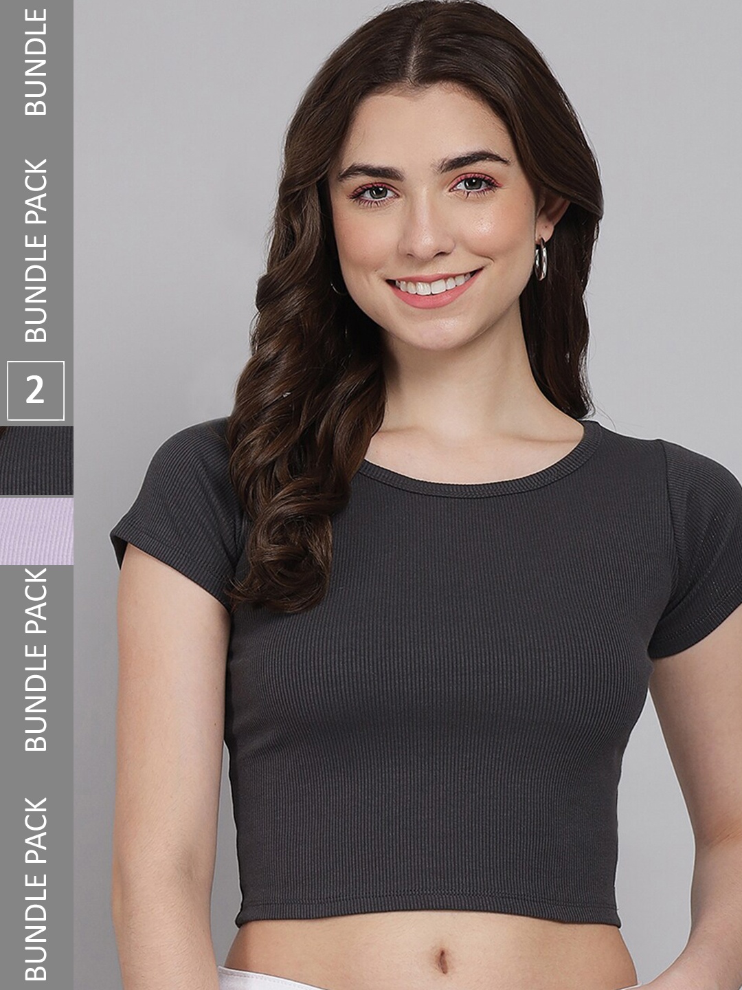 

BAESD Pack Of 2 Cotton Crop Top, Purple