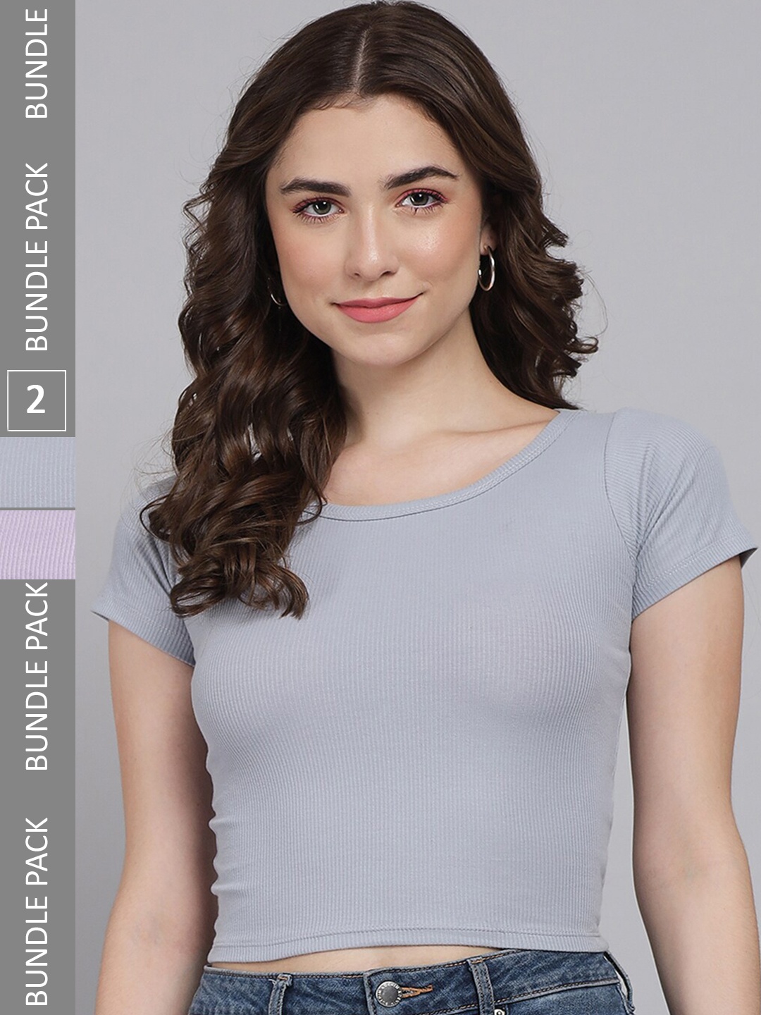 

BAESD Pack Of 2 Cotton Crop Top, Purple