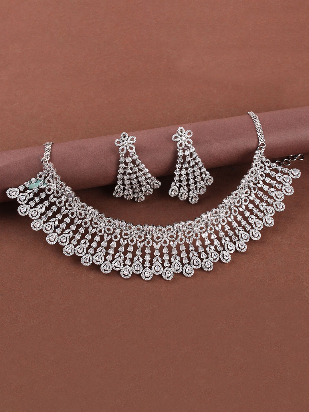 

Mirana AD Studded Necklace And Earrings, White