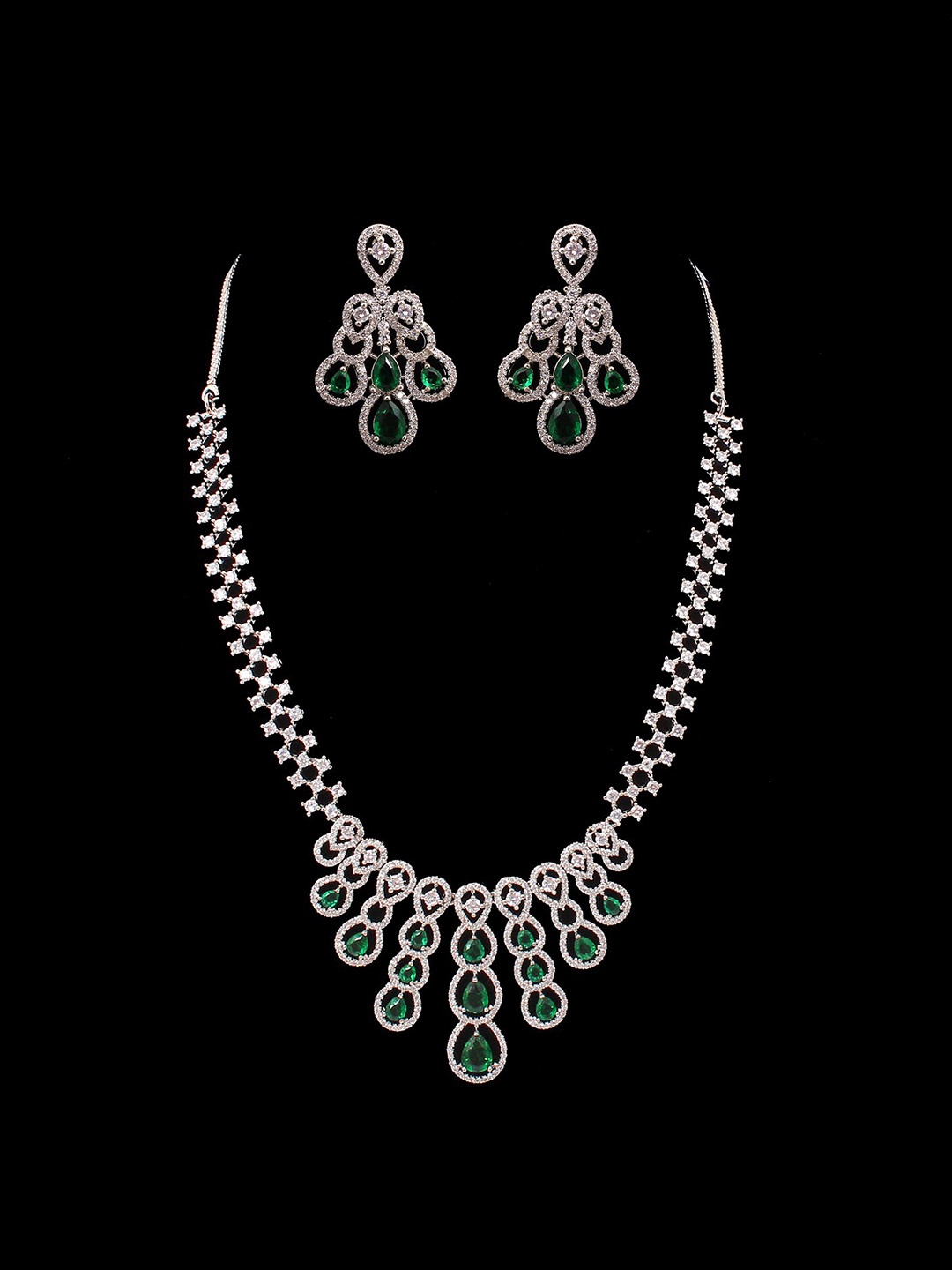 

Mirana Rhodium Plated AD Studded Jewellery Set, White