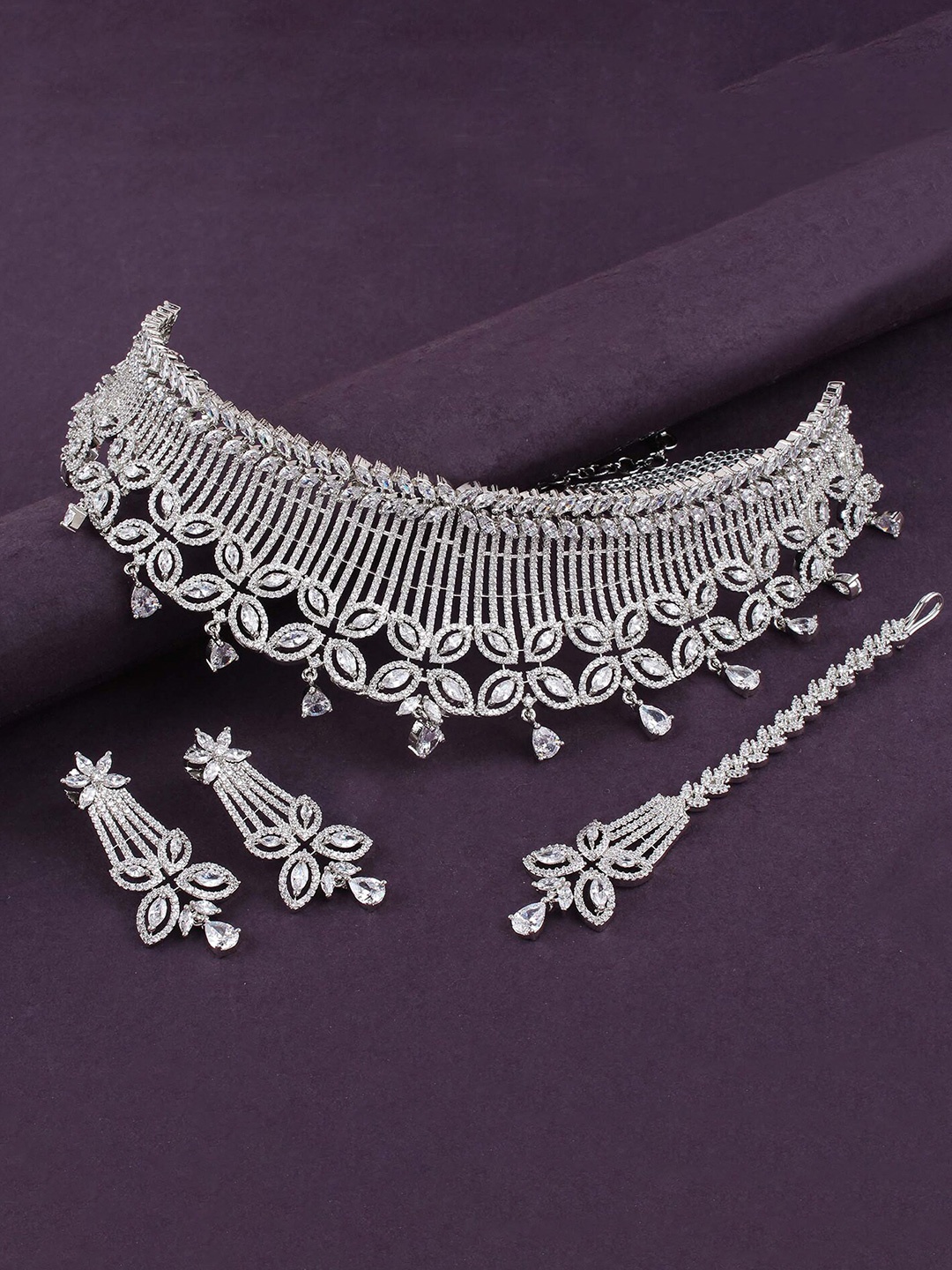 

Mirana Rhodium-Plated Choker Set, Silver