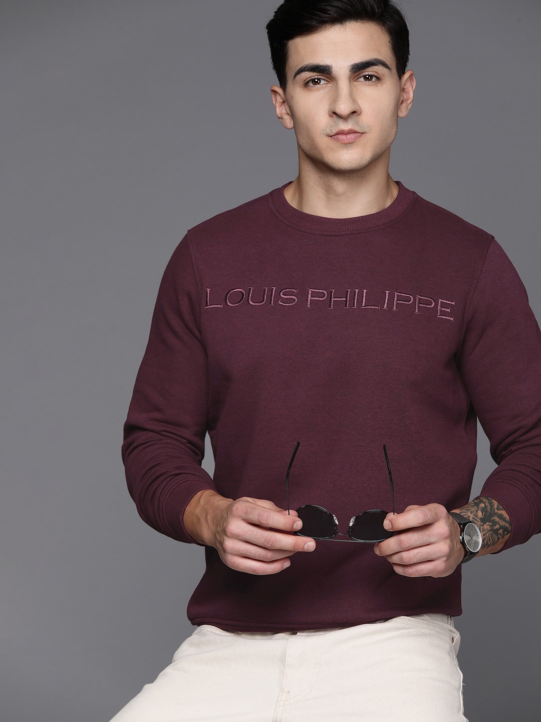 

Louis Philippe Embroidered Sweatshirt, Maroon