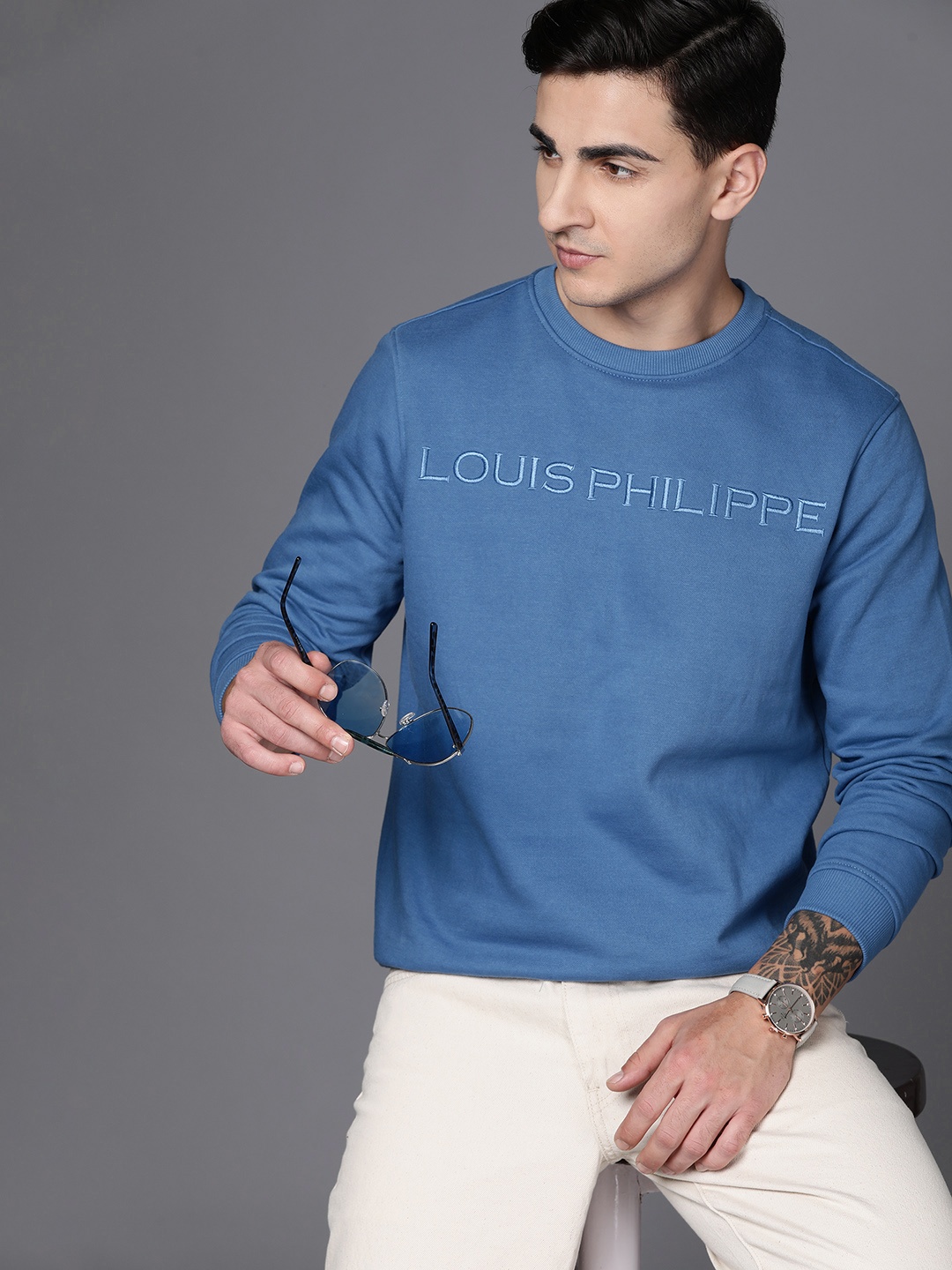 

Louis Philippe Embroidered Sweatshirt, Blue