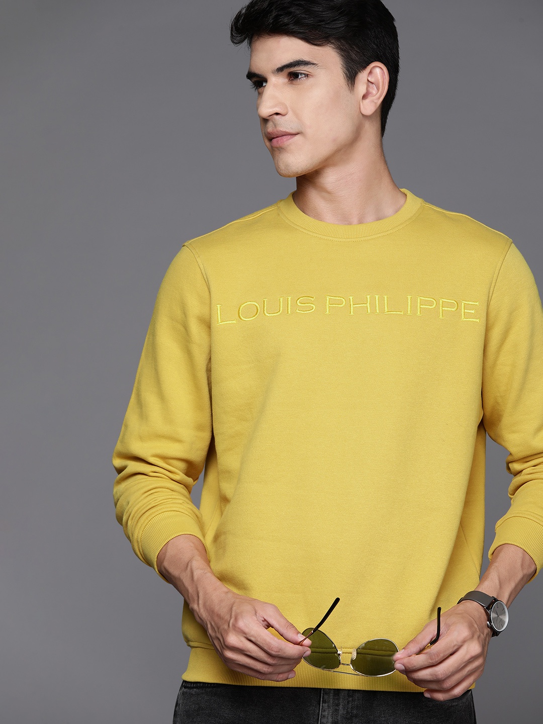 

Louis Philippe Embroidered Sweatshirt, Mustard