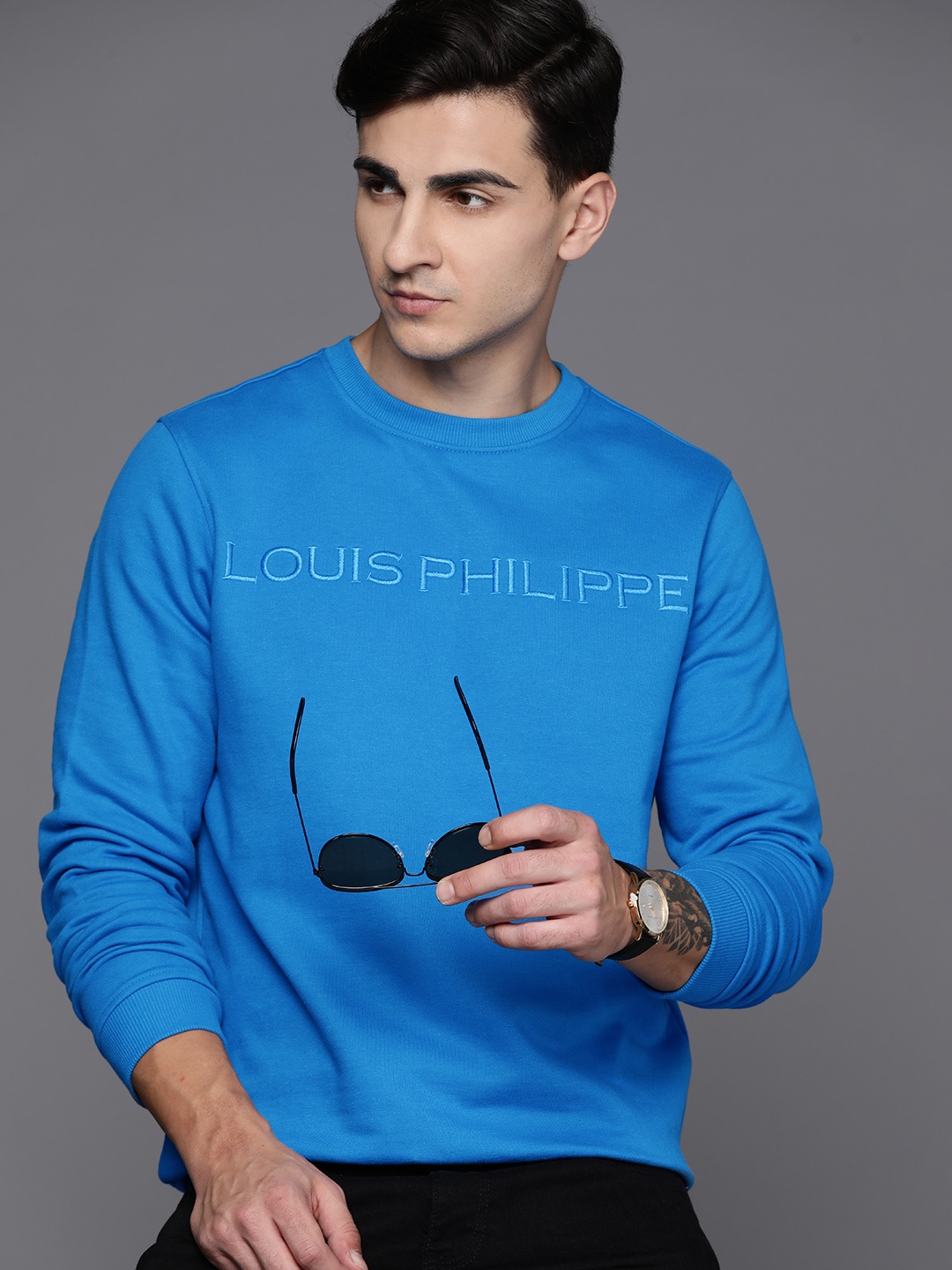 

Louis Philippe Embroidered Sweatshirt, Blue