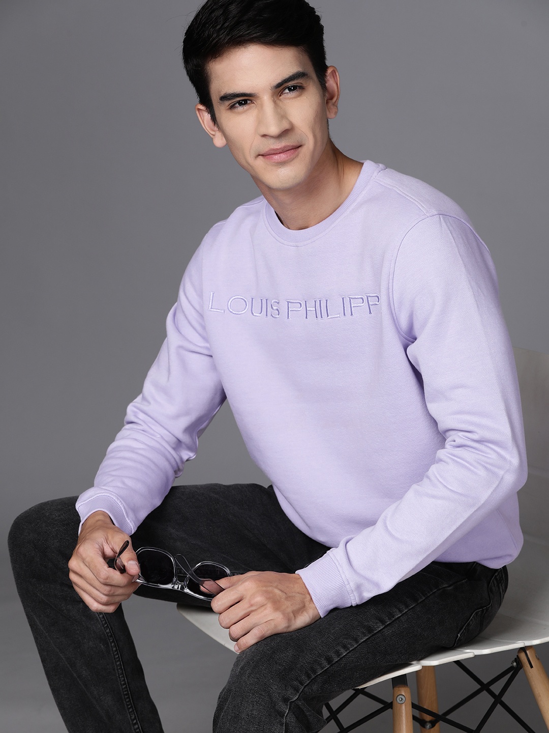 

Louis Philippe Embroidered Sweatshirt, Lavender