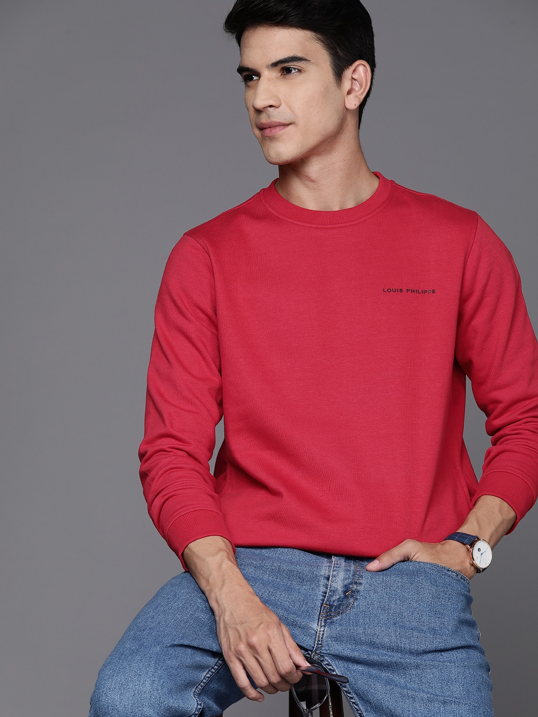

Louis Philippe Brand Logo Detail Sweatshirt, Red