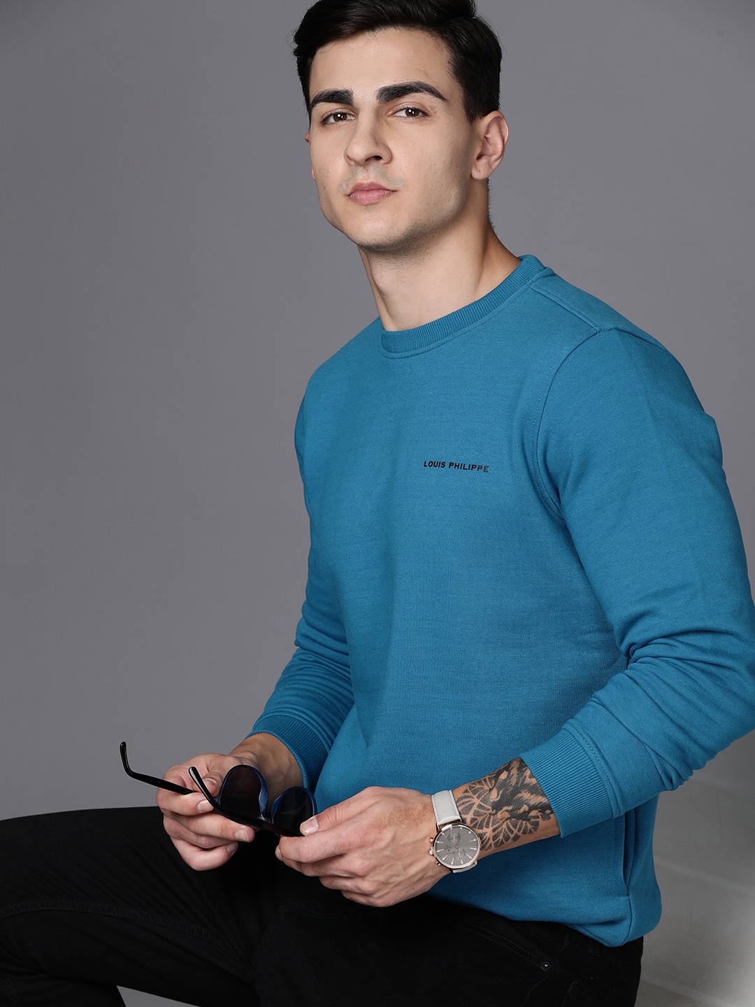 

Louis Philippe Brand Logo Detail Sweatshirt, Teal
