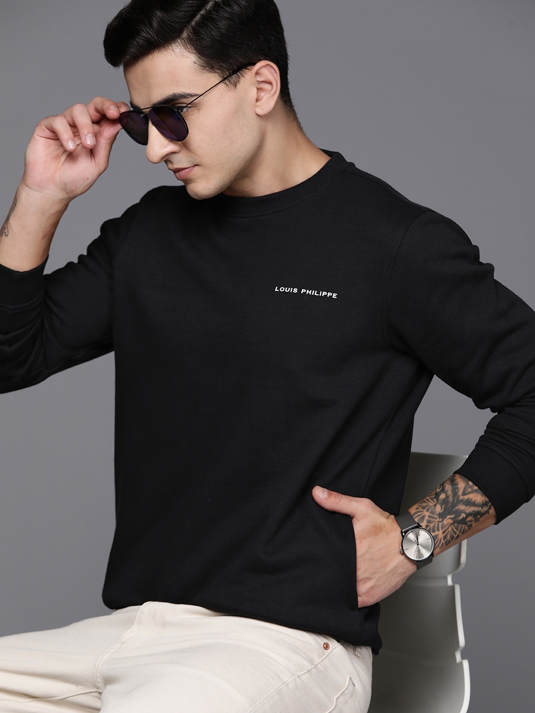 

Louis Philippe Regular Fit Pullover Sweatshirt, Black