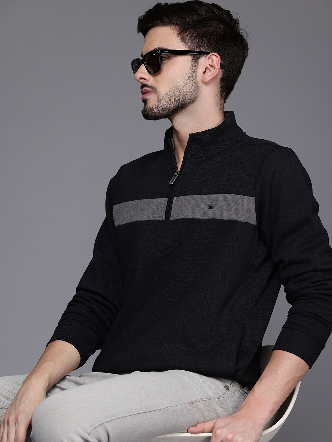 

Louis Philippe Striped Sweatshirt, Black