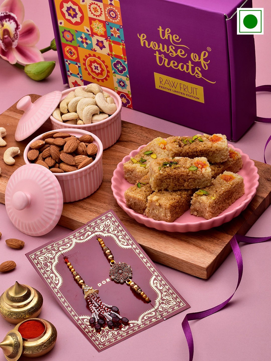 

RawFruit Sweets & Dryfruits With Bhai Bhabhi Rakhi, Yellow