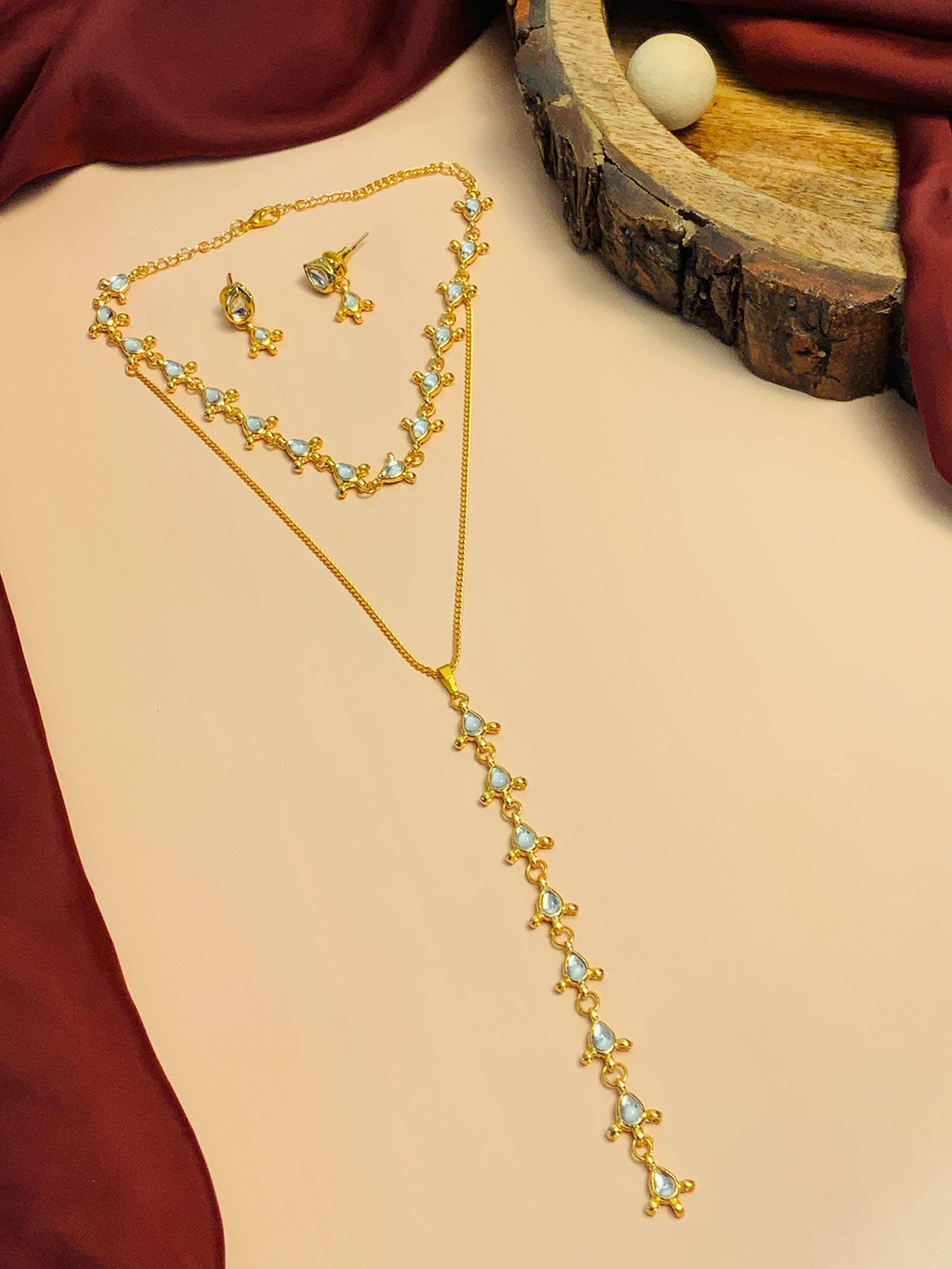 

ABDESIGNS Gold-Plated Layered Kundan-Studded Jewellery Set