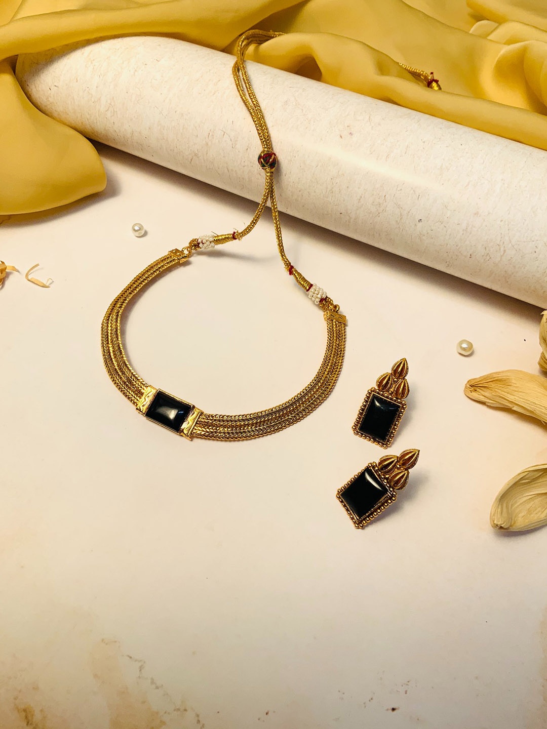 

ABDESIGNS Gold-Plated Stone-Studded Jewellery Set
