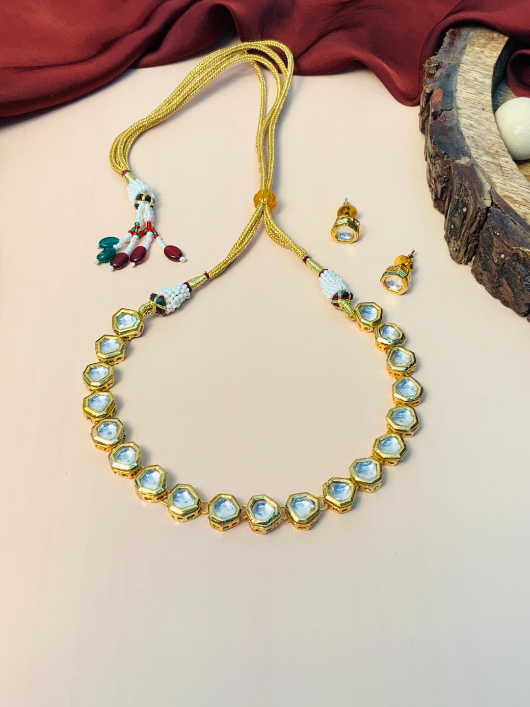 

ABDESIGNS Gold-Plated Kundan-Studded Jewellery Set