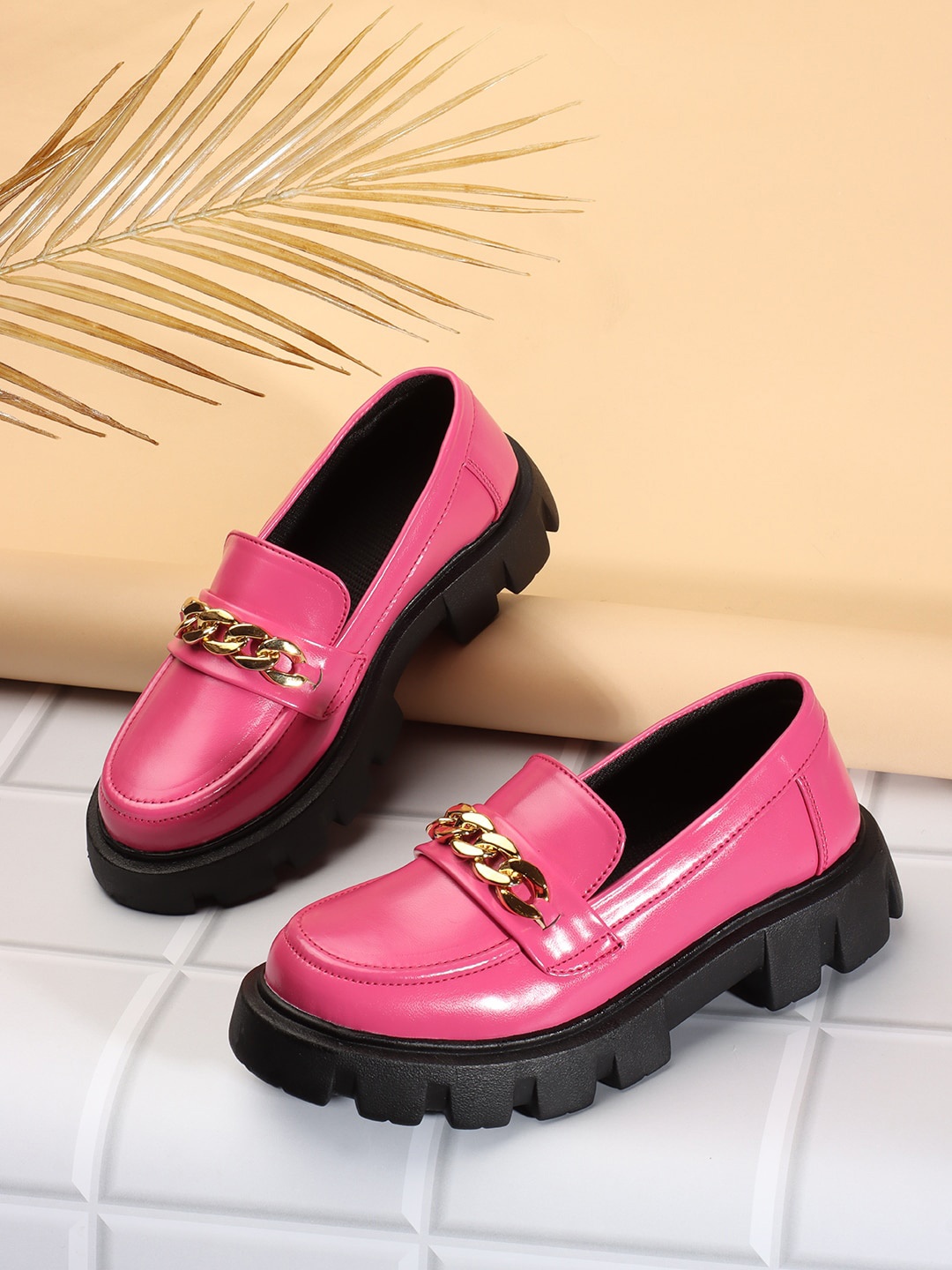 

RINDAS Women Embellished Lightweight Horsebit Loafers, Pink