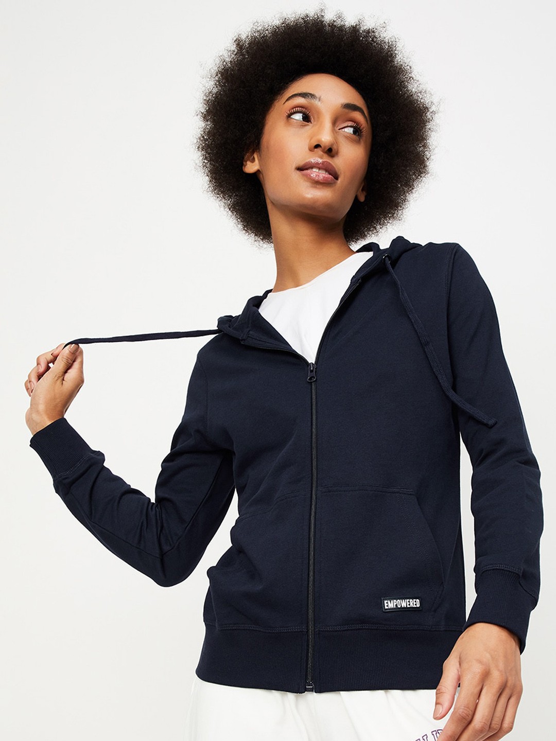 

max Hooded Bomber Cotton Jacket, Navy blue