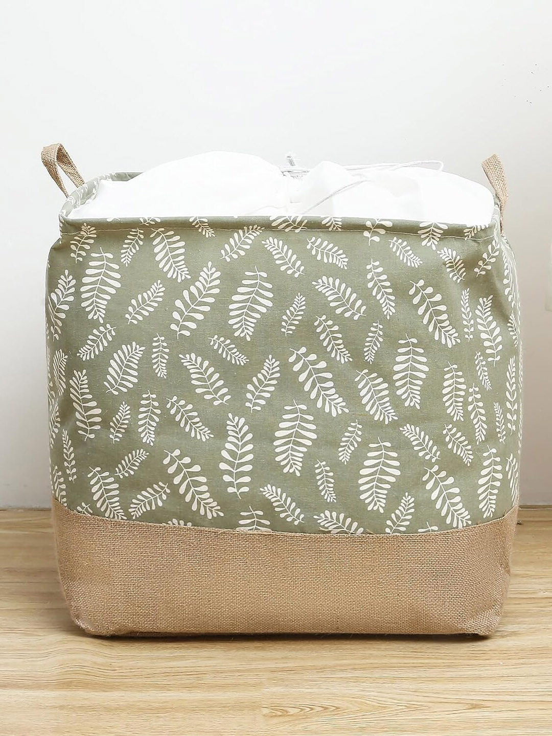 

HOUSE OF QUIRK Set Of 2 Waterproof Canvas Laundry Storage Baskets, Green
