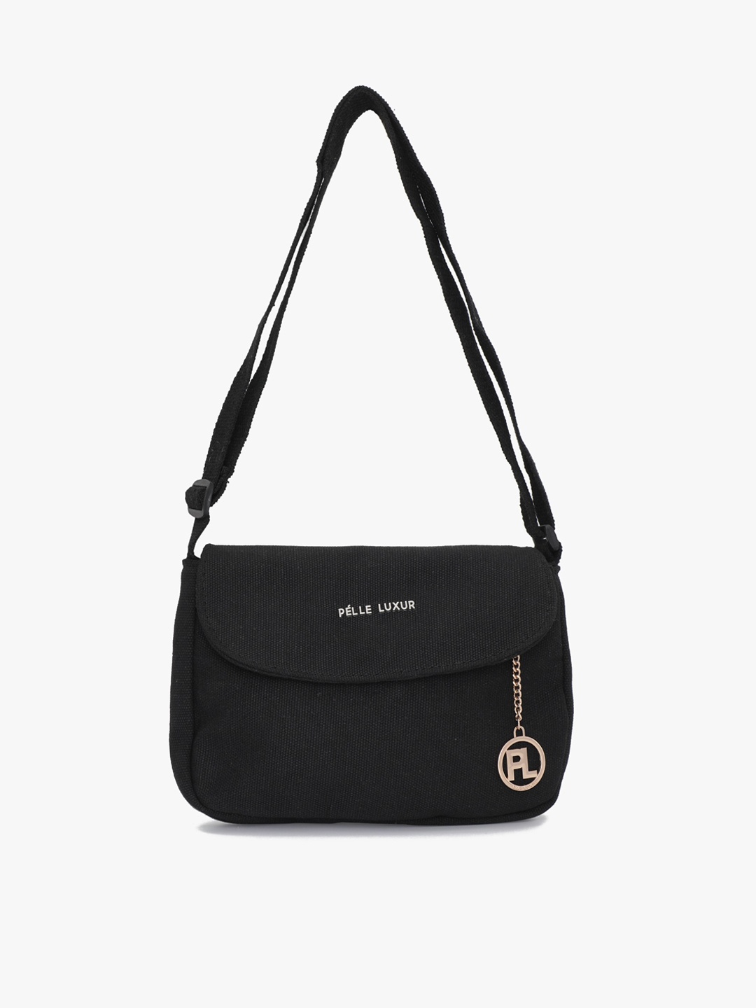 

PELLE LUXUR Textured Structured Sling Bag, Black