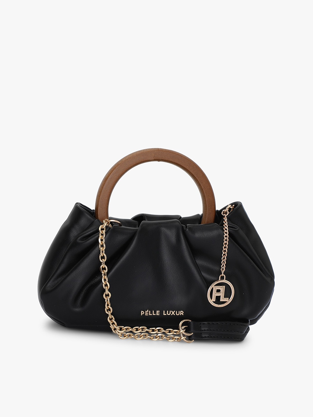 

PELLE LUXUR PU Structured Handheld Bag, Black