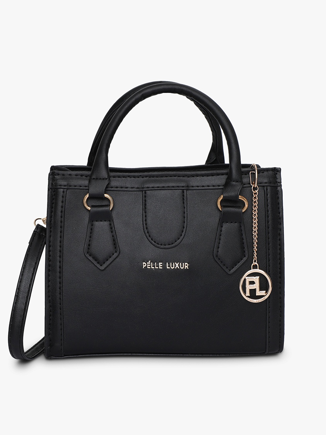 

PELLE LUXUR PU Structured Handheld Bag, Black