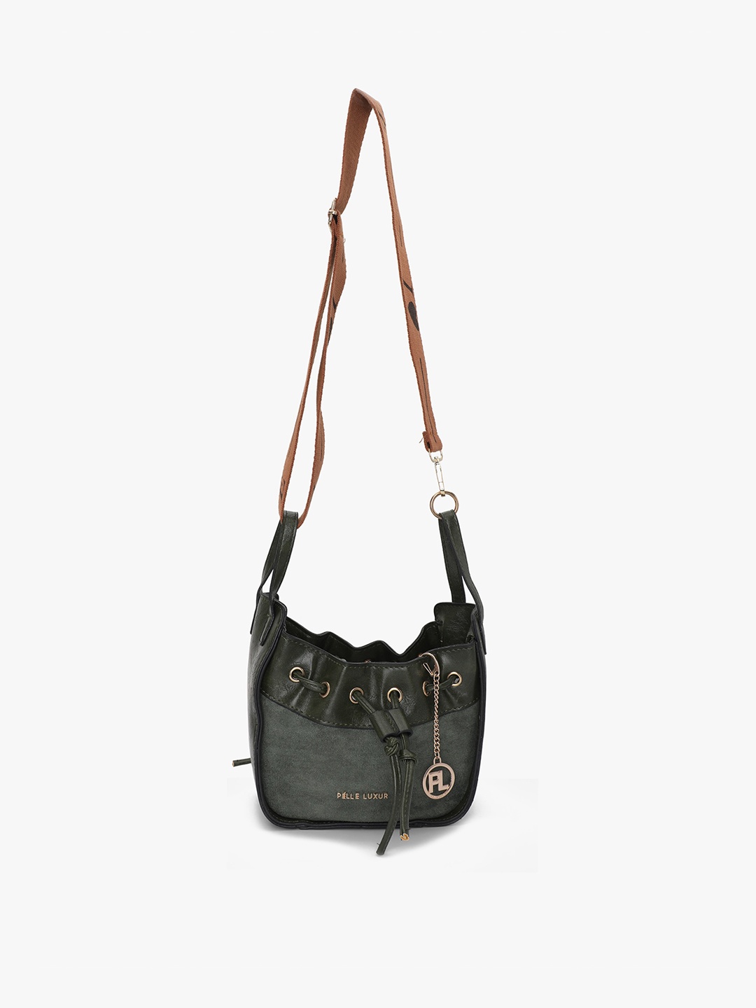 

PELLE LUXUR PU Bucket Sling Bag, Green