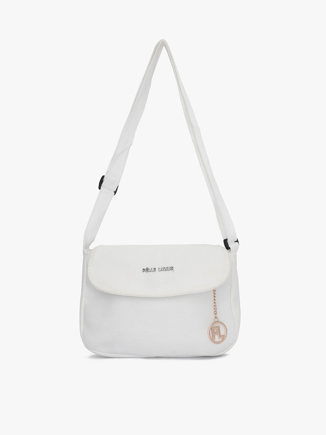 

PELLE LUXUR Textured PU Structured Sling Bag, White