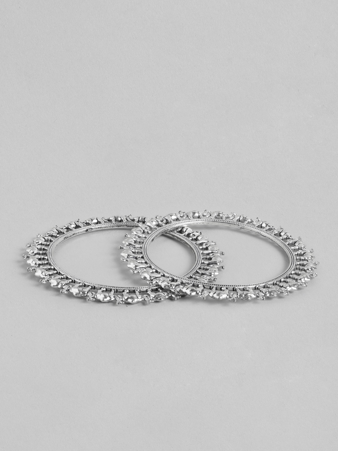 

Sangria Set Of 2 Silver-Plated Oxidised Bangles