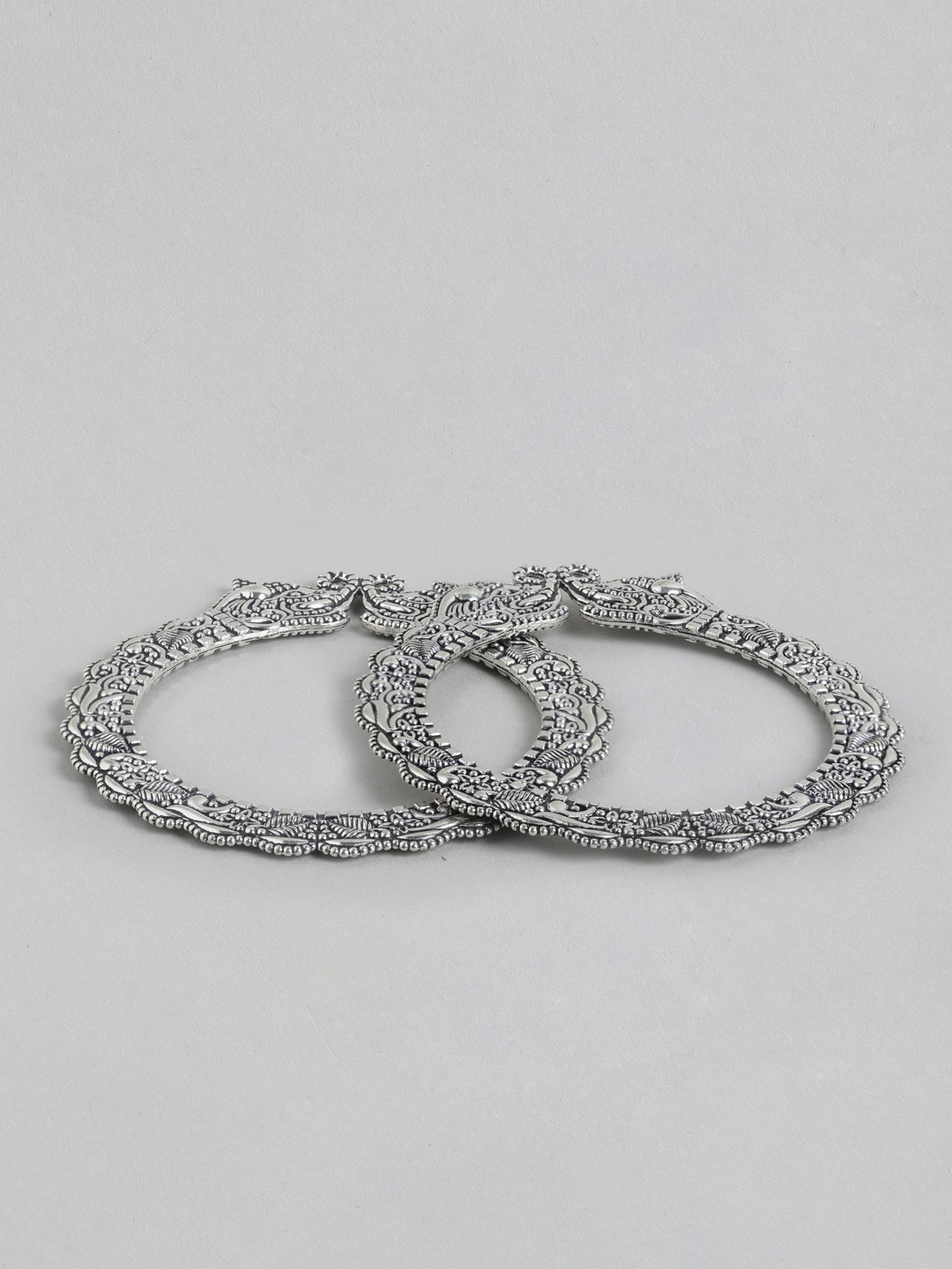 

Sangria Set Of 2 Silver-Plated Oxidised Bangles