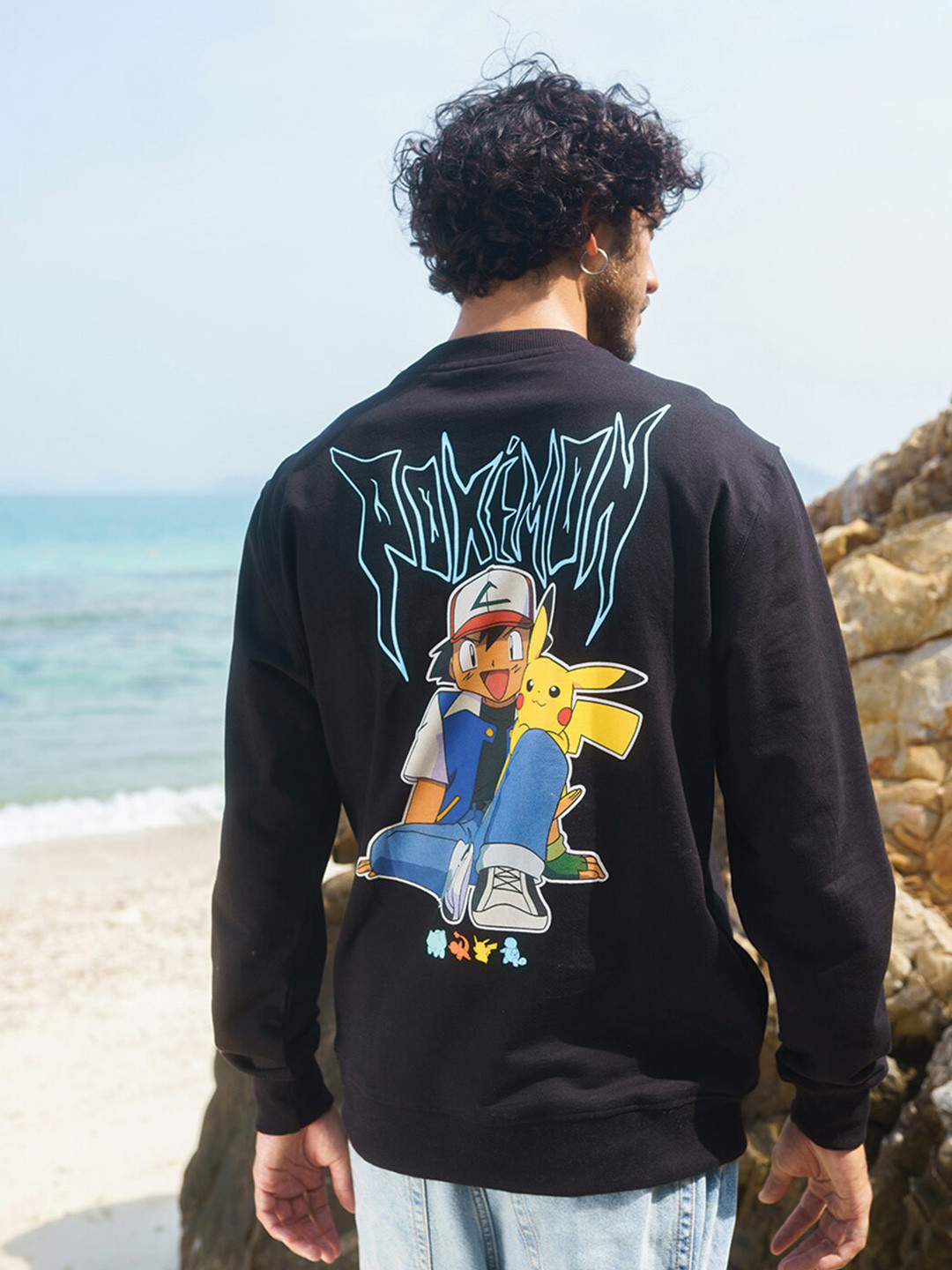 

Bonkers Corner Pokemon Printed Round Neck Cotton Sweatshirt, Black