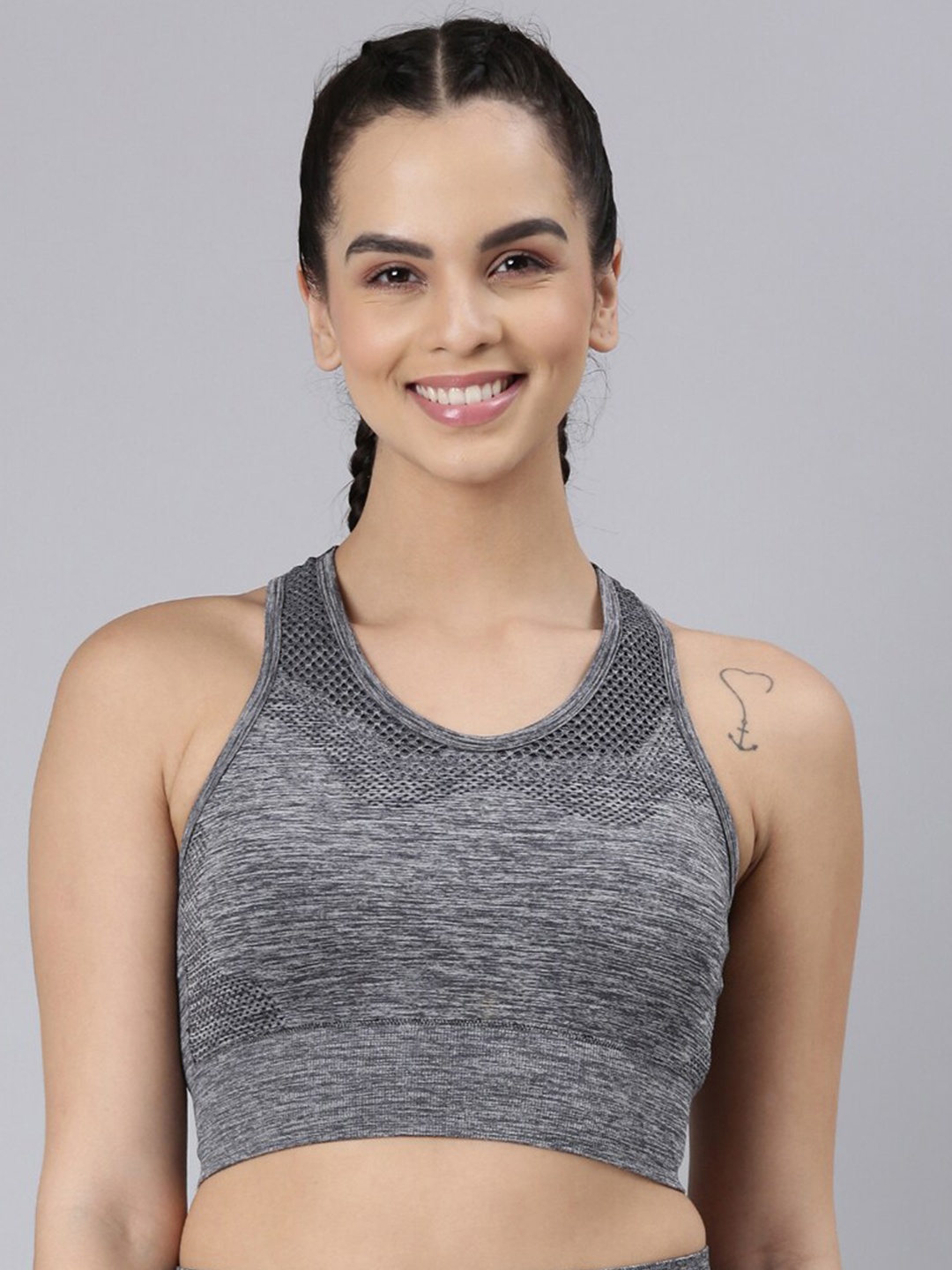 

Enamor Full Coverage Dry Fit Breathable Sports Bra With All Day Comfort, Charcoal