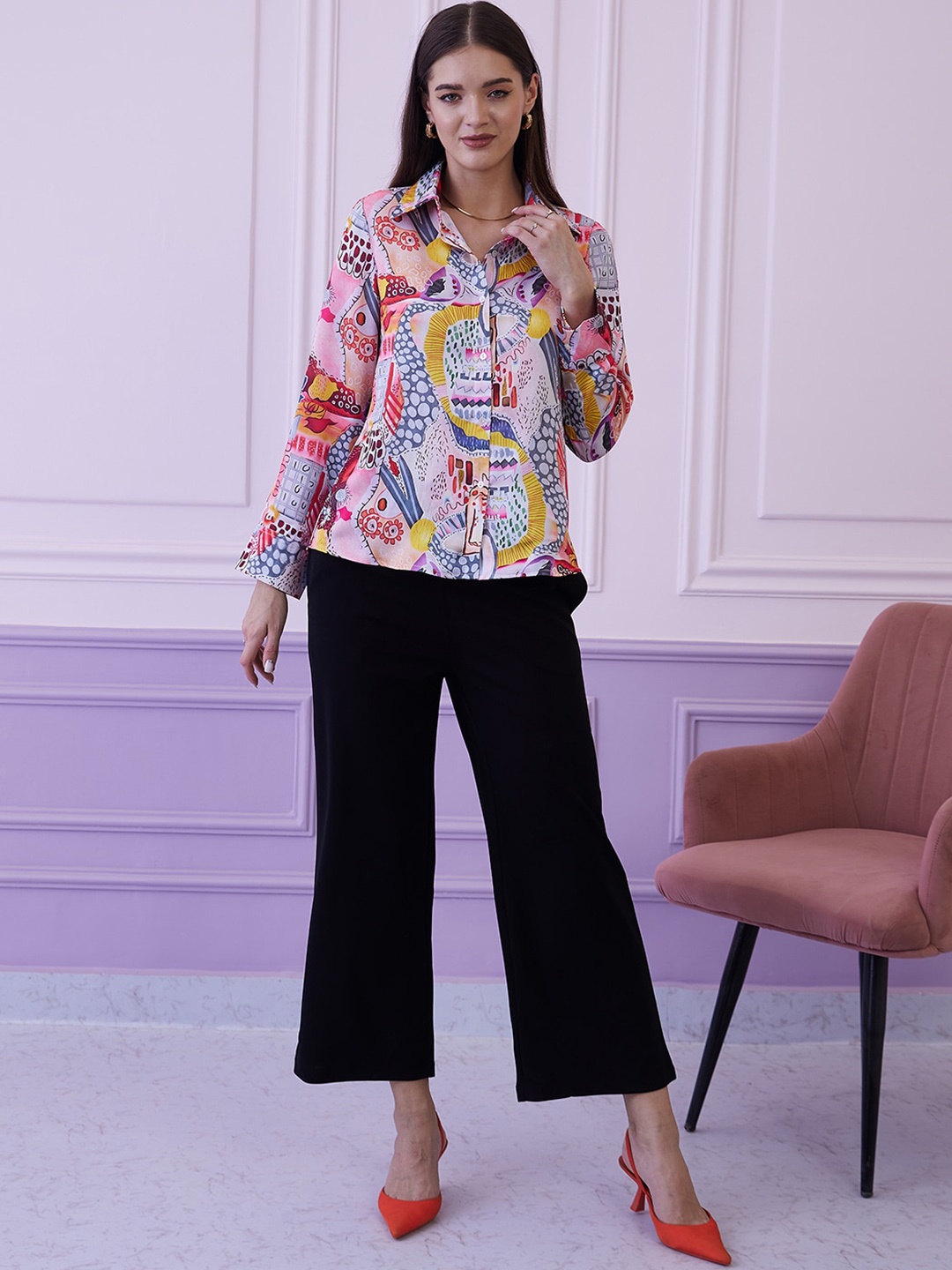 

Athena Yellow & White Printed Shirt With Trousers
