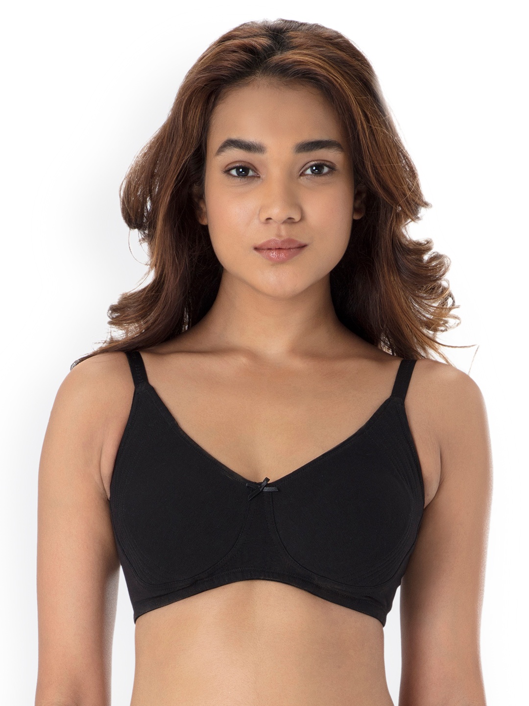 

PrettySecrets Black Solid Non-Wired Lightly Padded T-shirt Bra