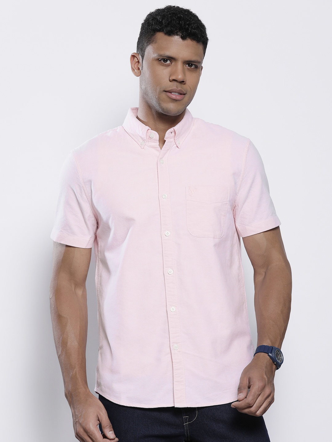 

AMERICAN EAGLE OUTFITTERS Cotton Classic Fit Casual Shirt, Pink