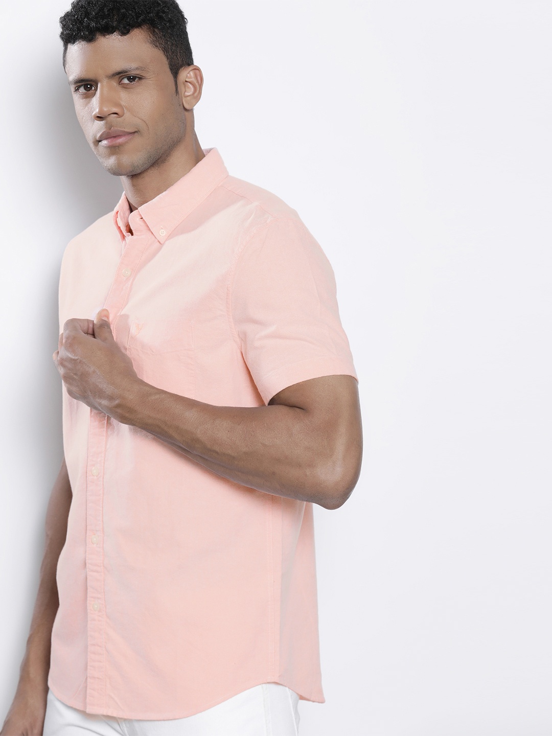 

AMERICAN EAGLE OUTFITTERS Classic Cotton Casual Shirt, Peach