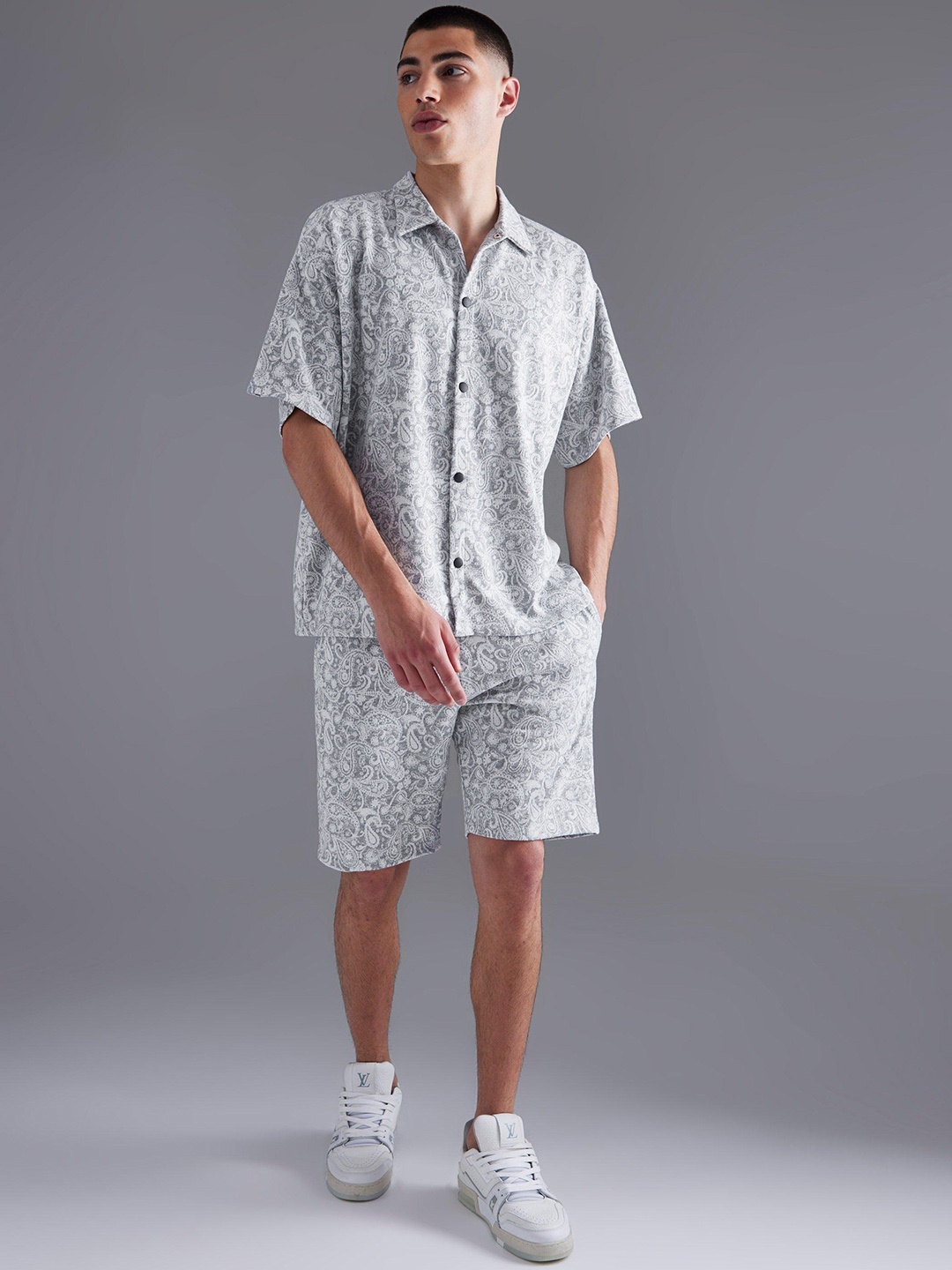

boohooMAN Paisley Jacquard Co-Ords Set, White