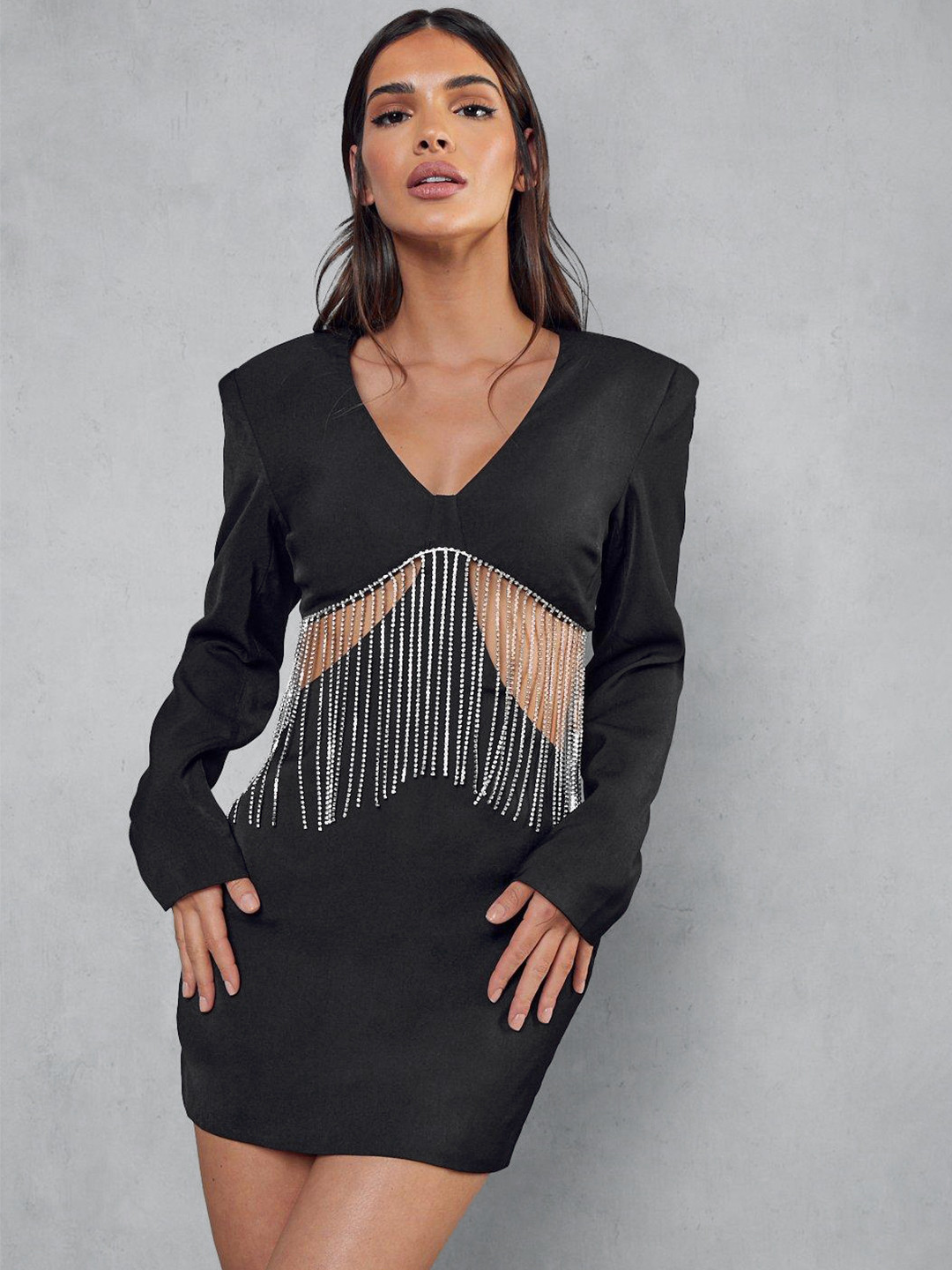 

MISSPAP Chain Mini Dress, Black