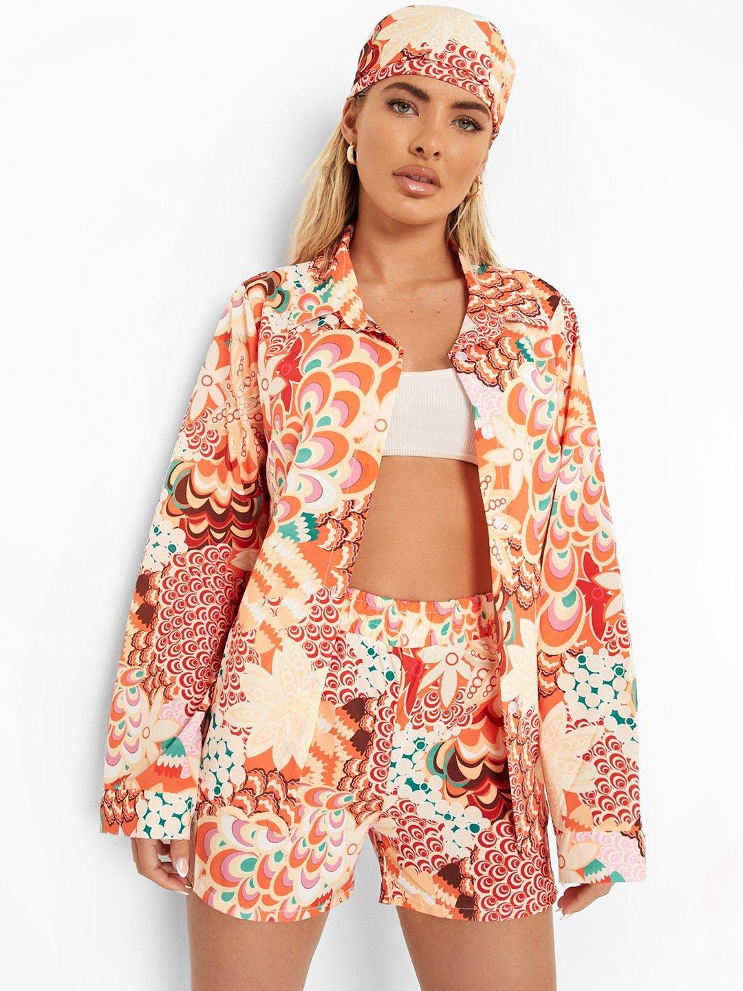 

Boohoo Three Piece Printed Co-Ords, Orange