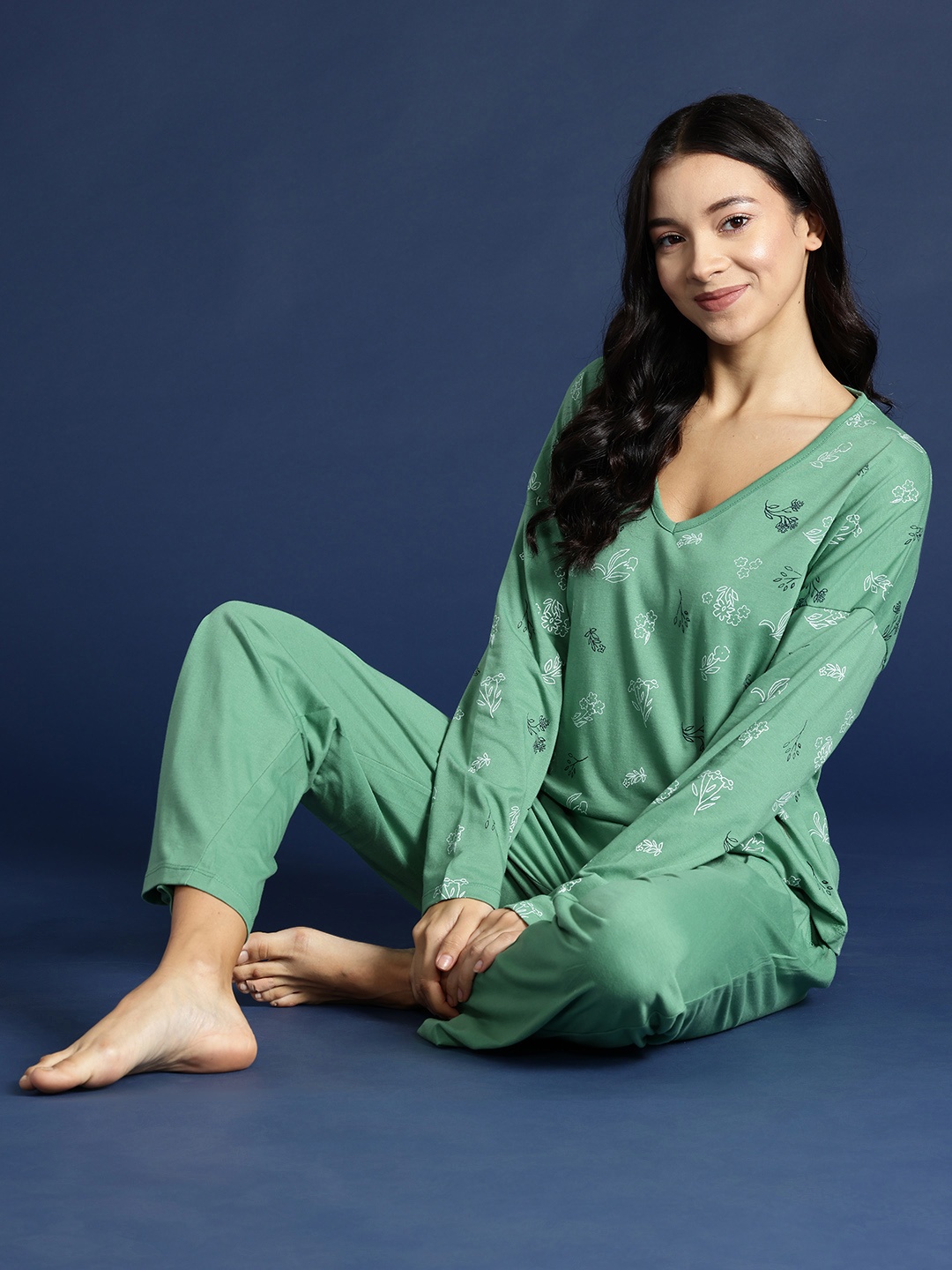 

Mast & Harbour Printed Pyjama Set, Green