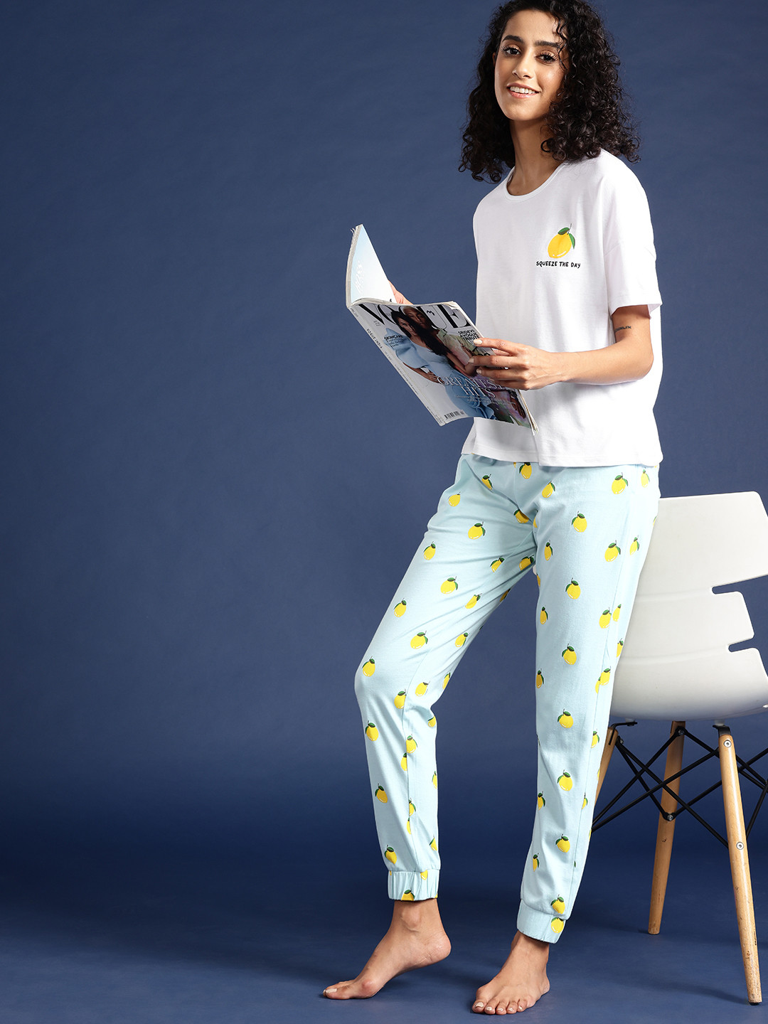 

Mast & Harbour Women Printed Pyjama Set, Off white
