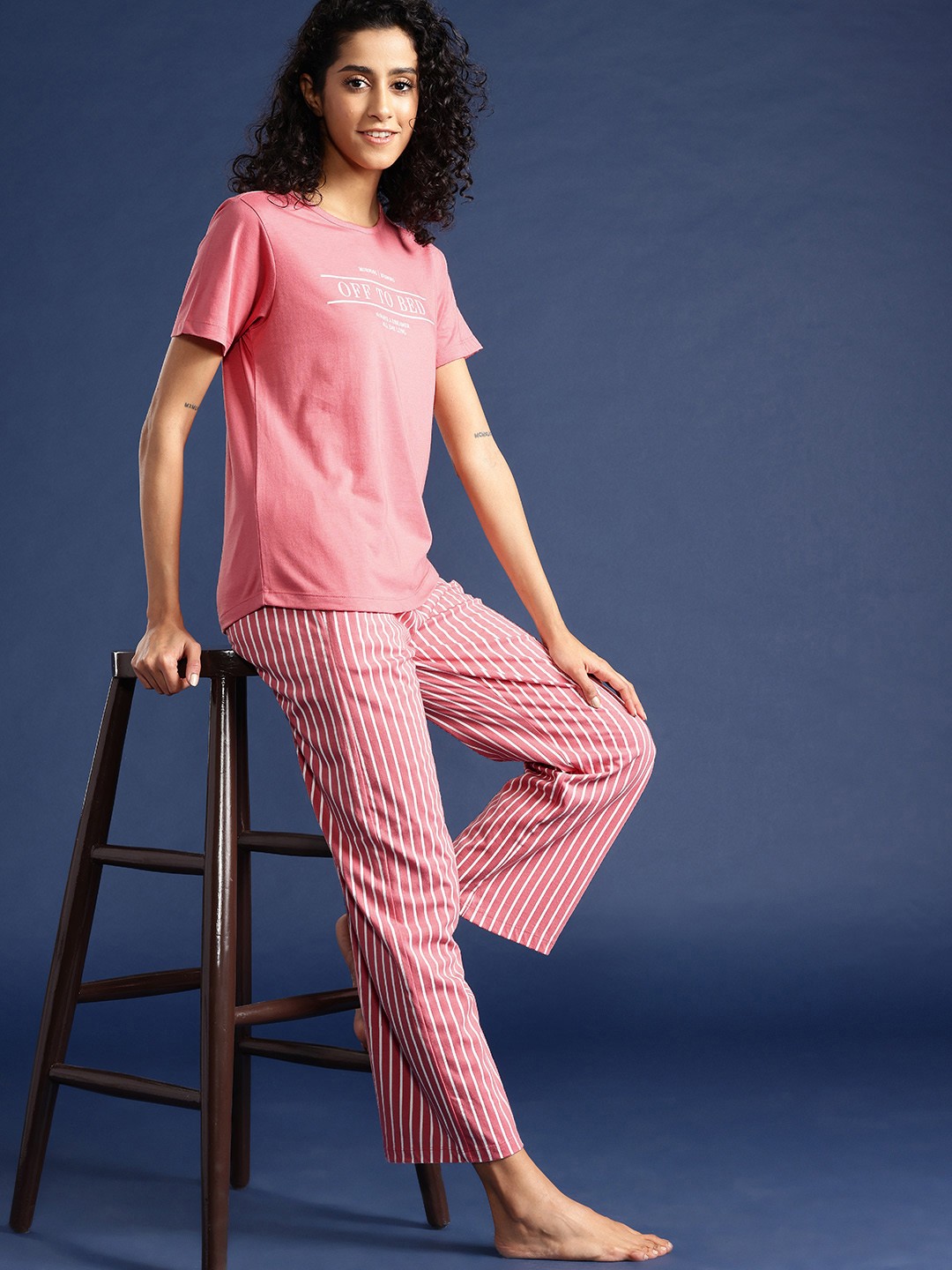 

Mast & Harbour Women Printed Pyjama Set, Pink