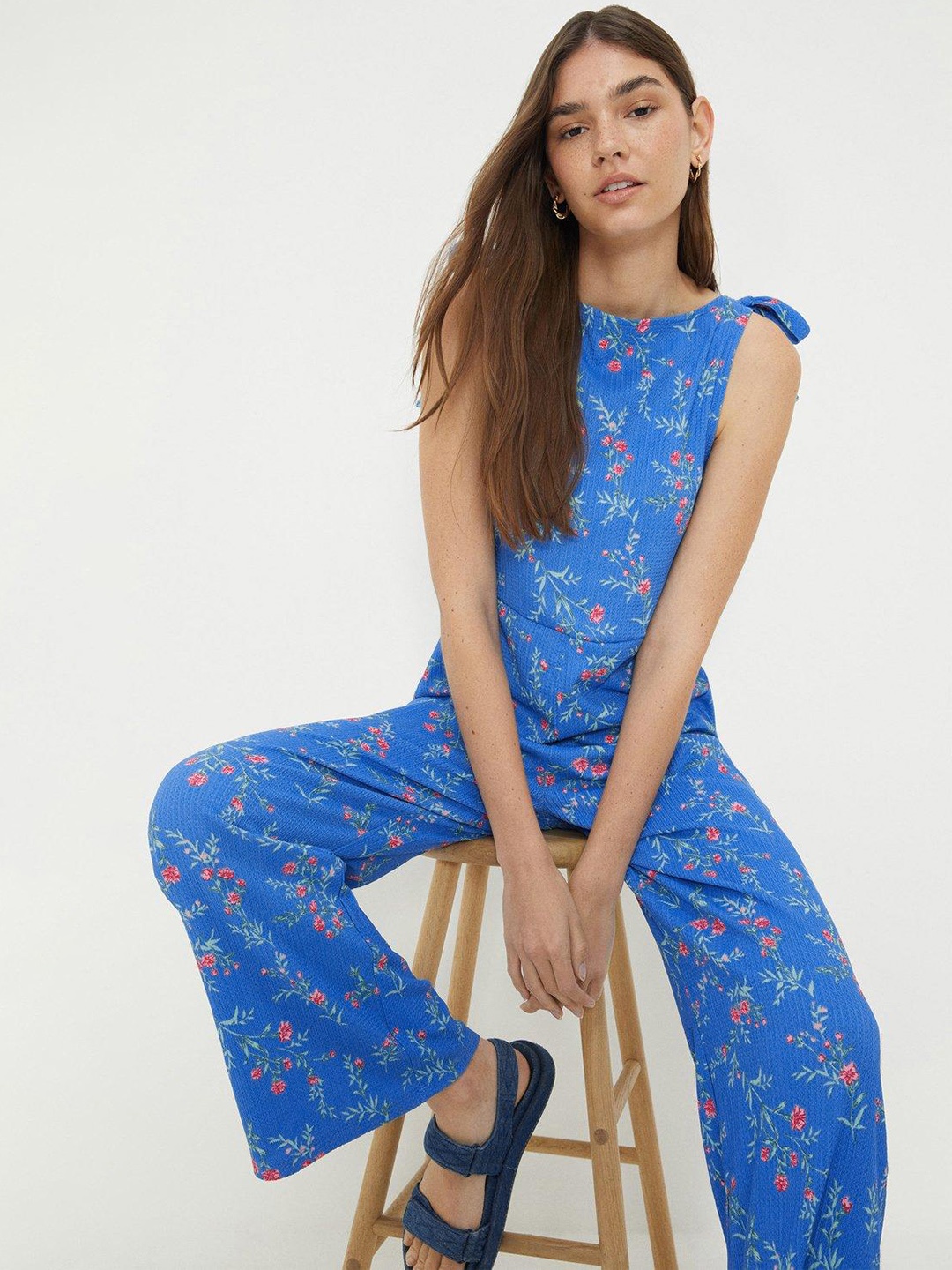 

DOROTHY PERKINS Floral Printed Basic Jumpsuit, Blue