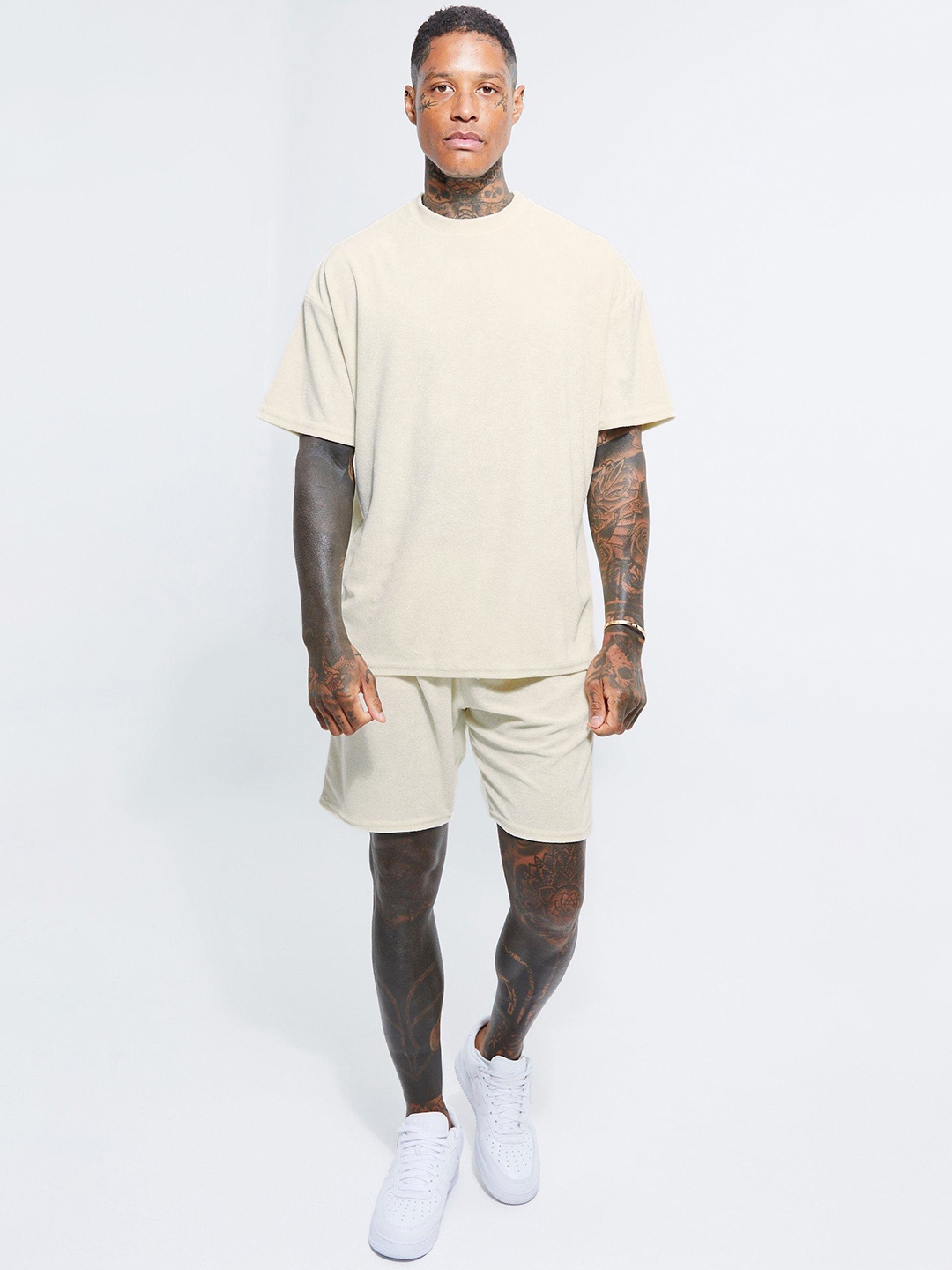 boohooMAN Oversized Solid Co-Ords, White